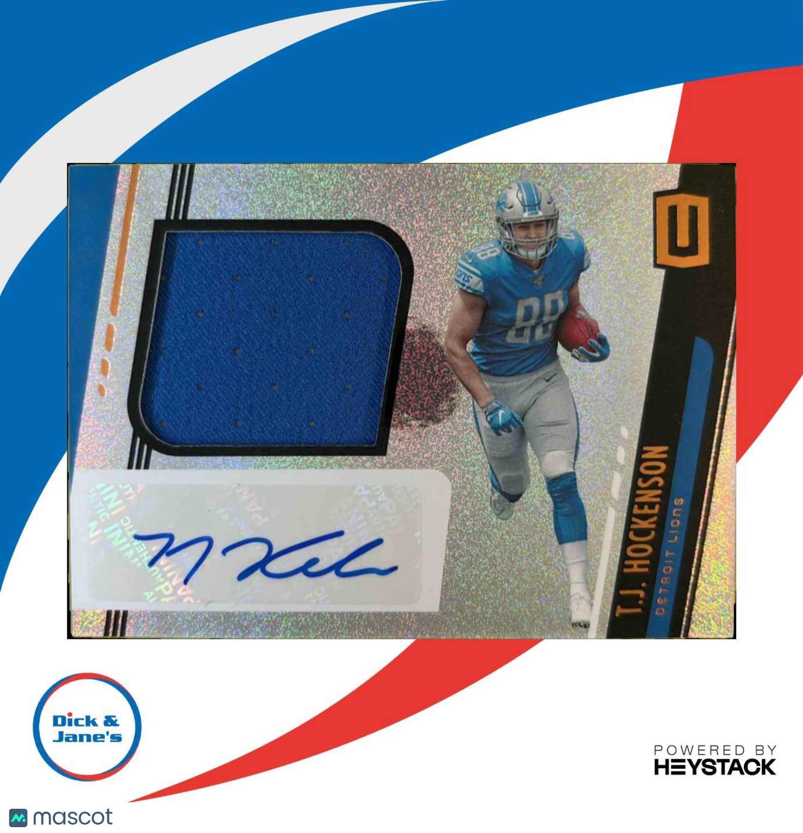 2019 Panini Unparalleled T.J. Hockenson Rookie Jersey Auto #313 RC Detroit Lions - Sports Cards