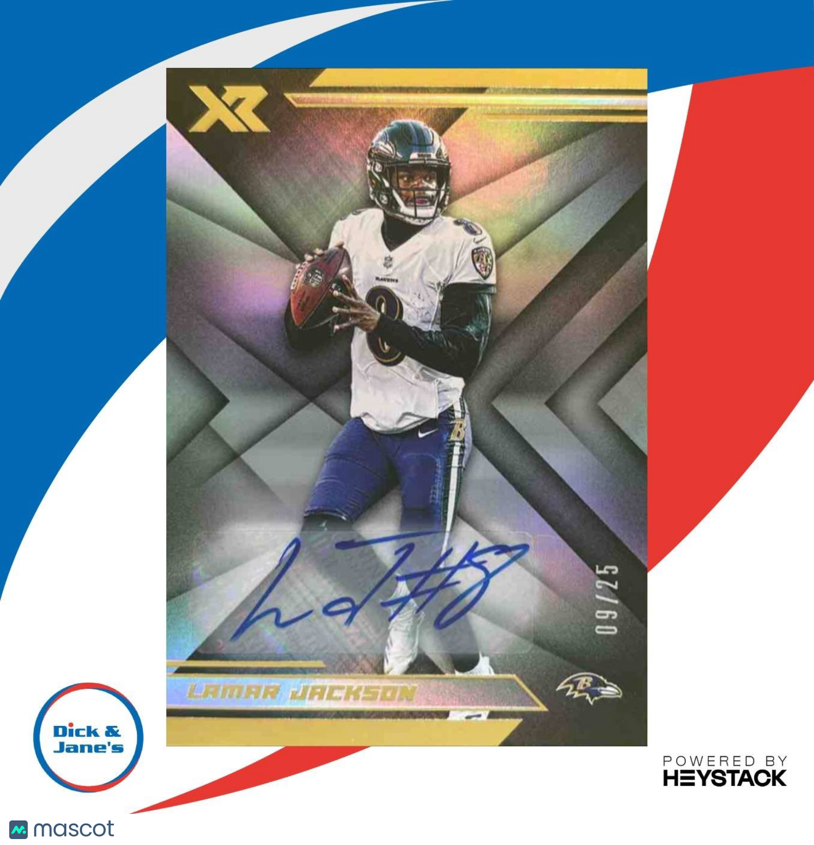 2019 Panini XR Lamar Jackson Auto /25 #20 Baltimore Ravens - Sports Cards
