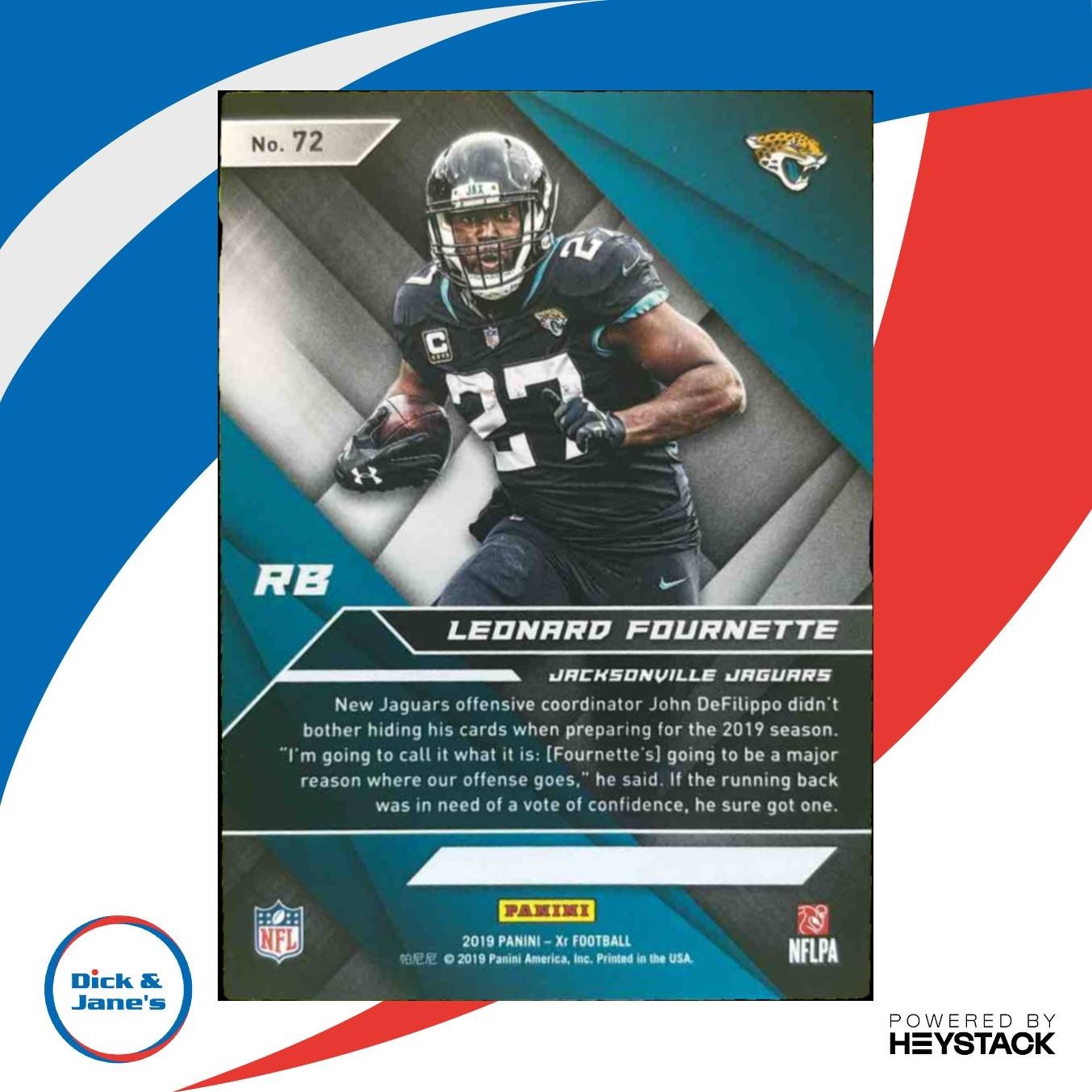 2019 Panini XR Leonard Fournette Red /249 #72 Jacksonville Jaguars - Sports Cards