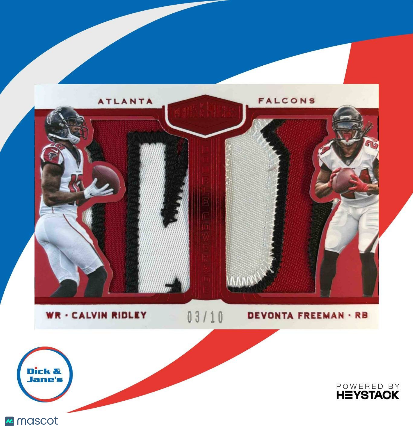2019 Plates and Patches Double Coverage Patch Calvin Ridley Devonta Freeman /10 - Sports Cards