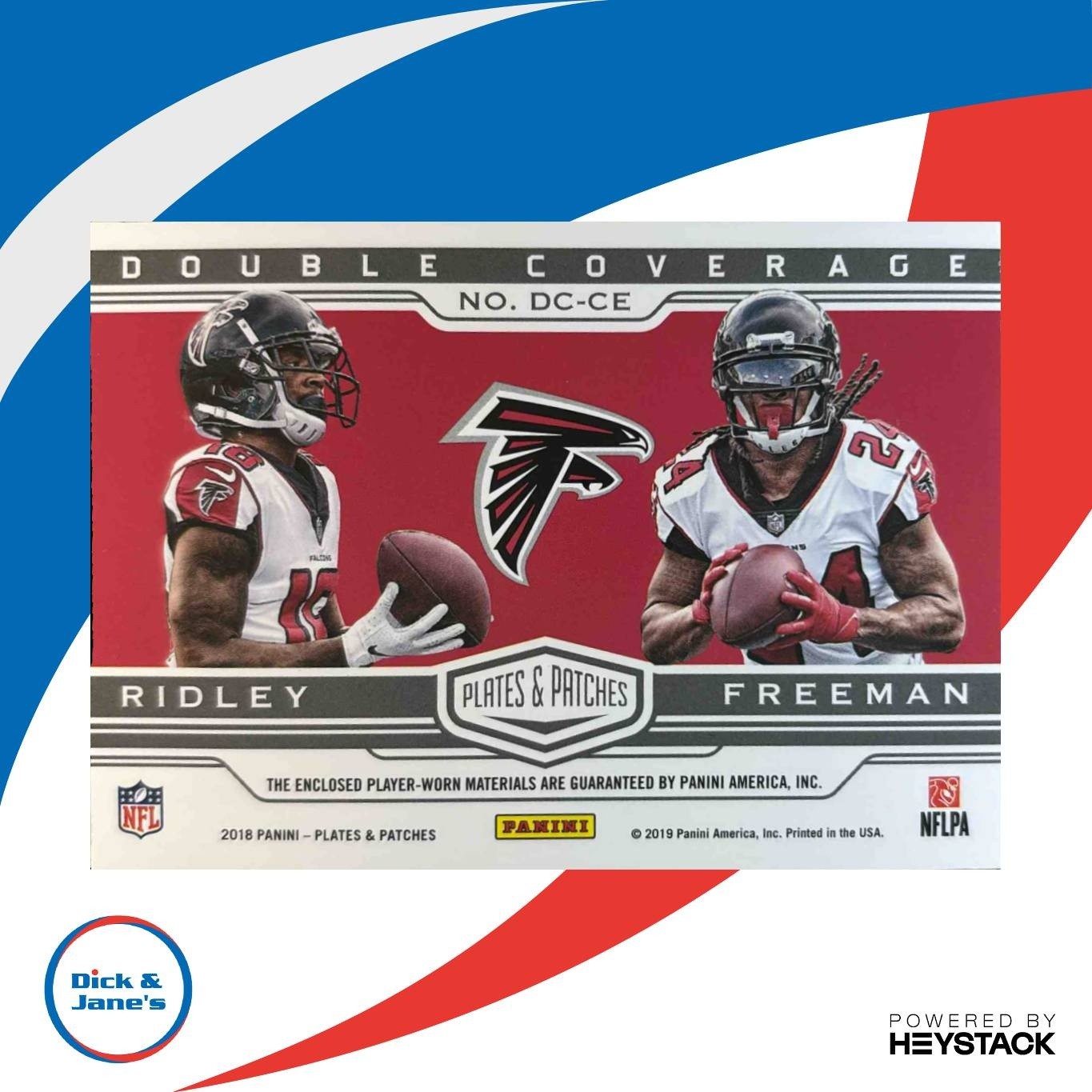 2019 Plates and Patches Double Coverage Patch Calvin Ridley Devonta Freeman /10 - Sports Cards