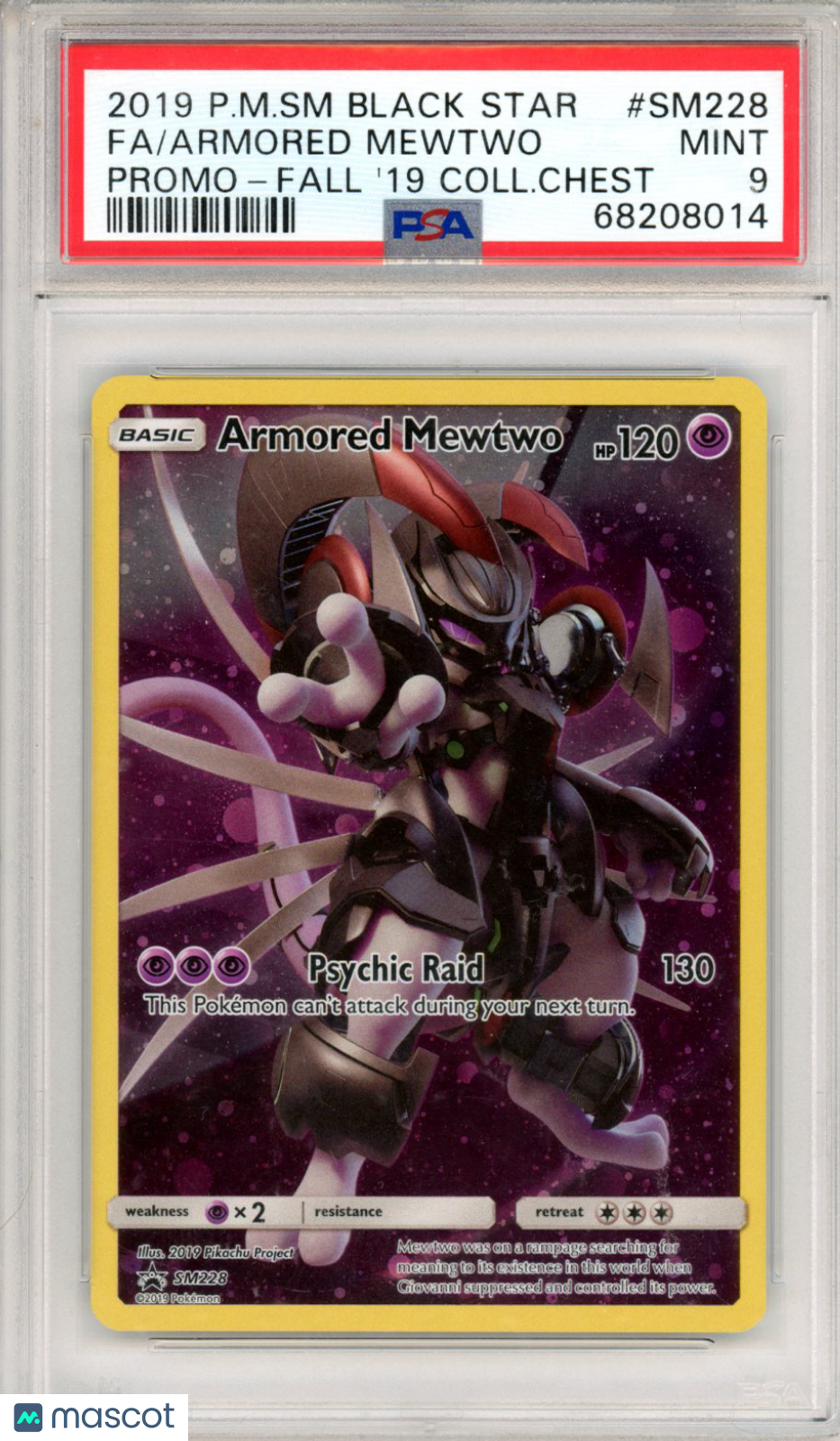 2019 Pokemon SM Black Star Promo Armored Mewtwo #SM228 PSA 9 Graded TCG/CCG