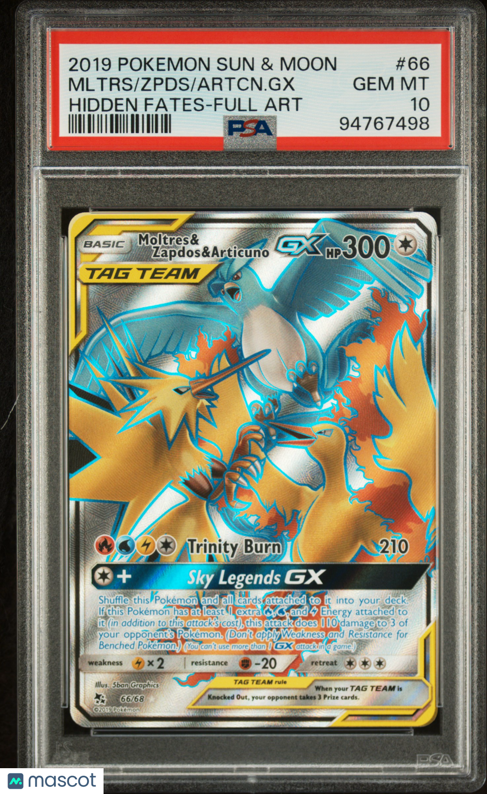 2019 Pokemon SM Hidden Fates Articuno Zapdos Moltres