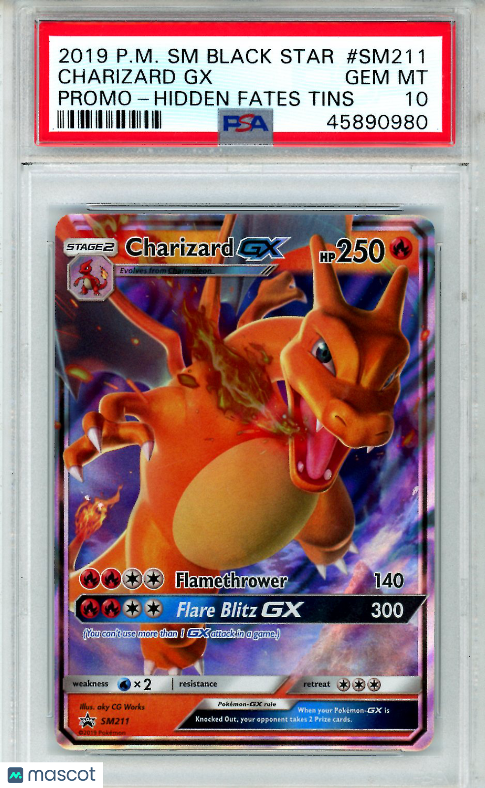 2019 Pokemon SM Promo Charizard GX #SM211 Promo-Hidden Fates Tins PSA 10 GEM - Graded TCG/CCG