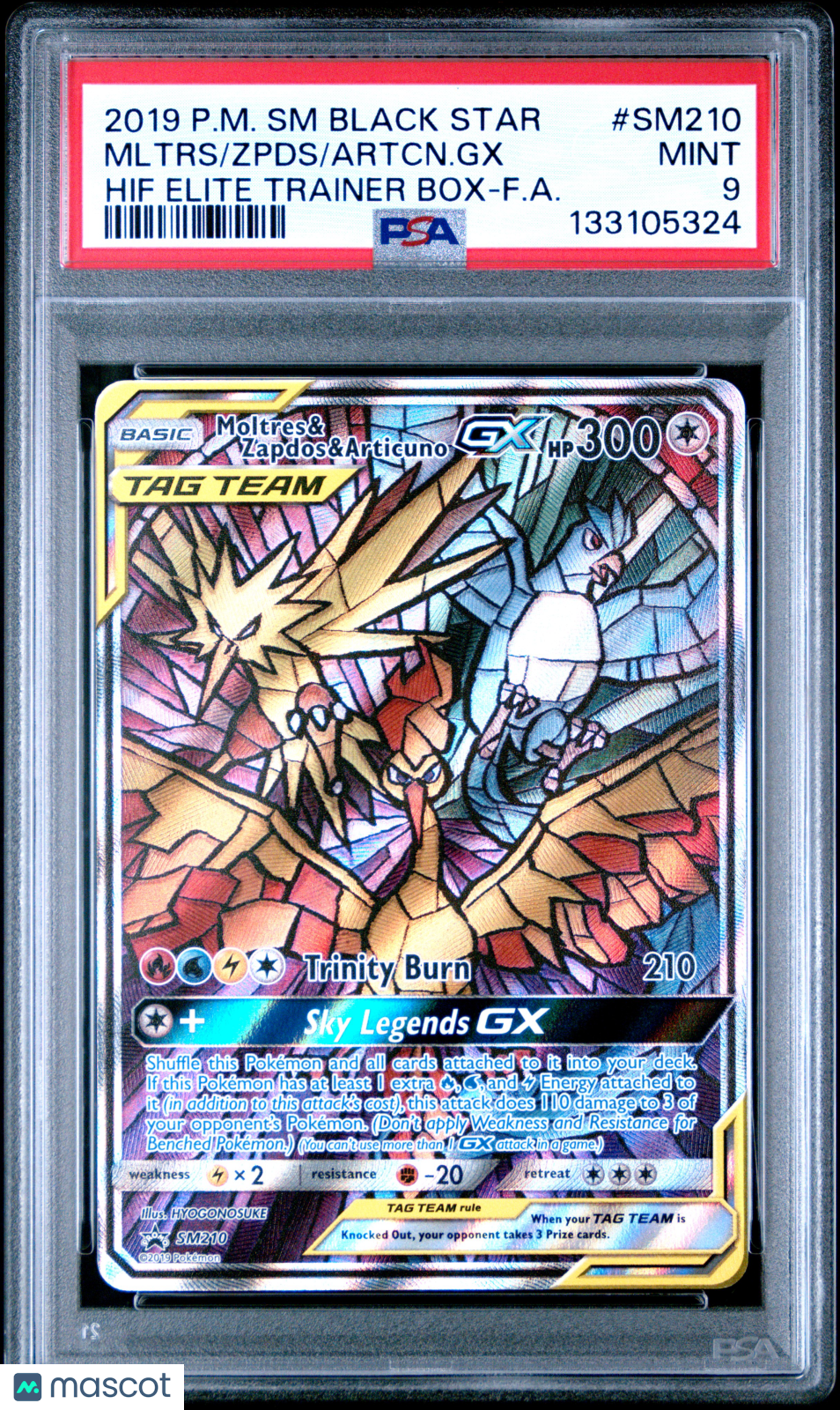 2019 Pokemon SM Promo Zapdos Moltres Articuno GX #SM210 FA HIF ETB PSA 9 MINT - Graded TCG/CCG