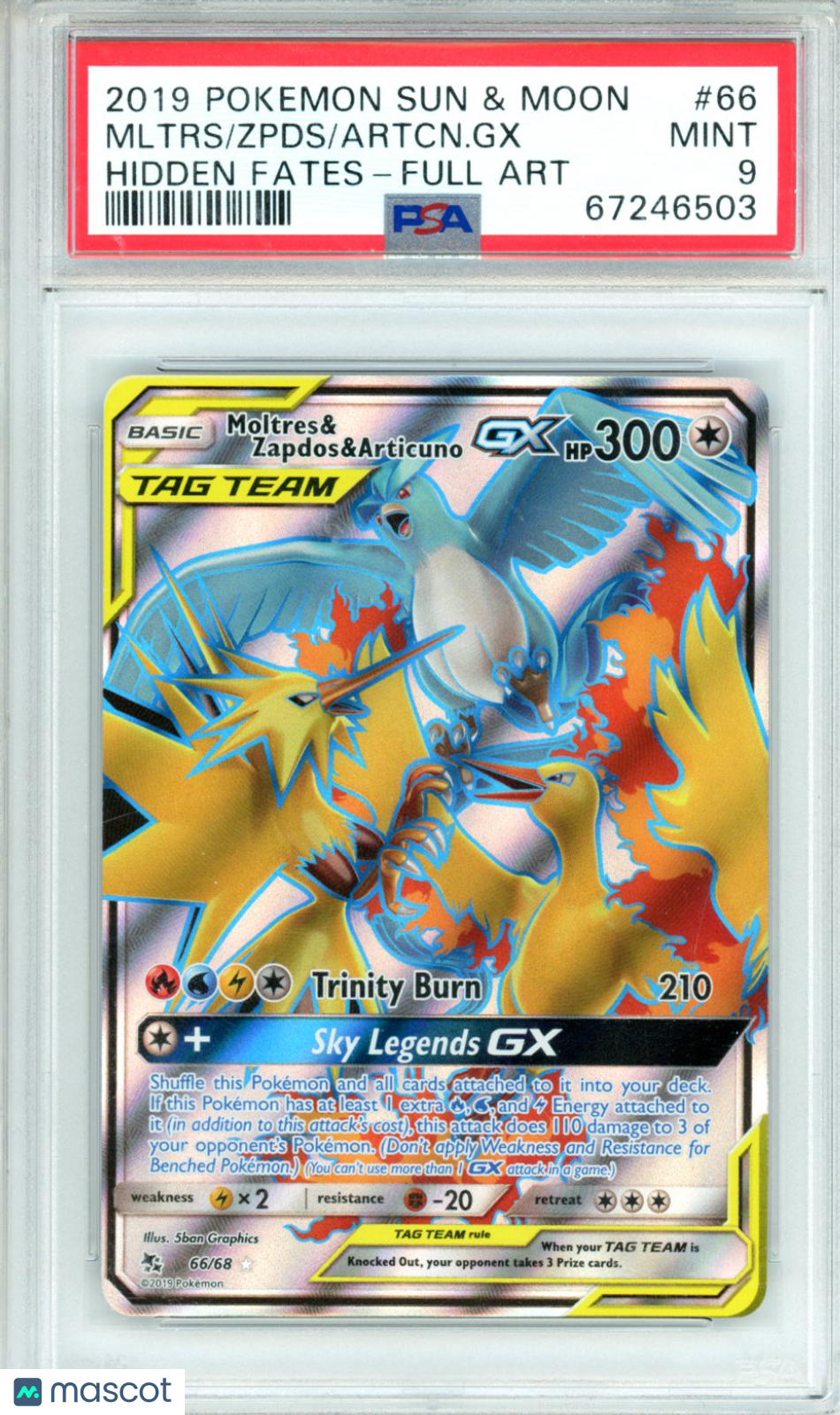 2019 Pokemon Sun & Moon Hidden Fates Artcn. GX Mltrs Zpds #66 FA PSA 9 MINT - Graded TCG/CCG