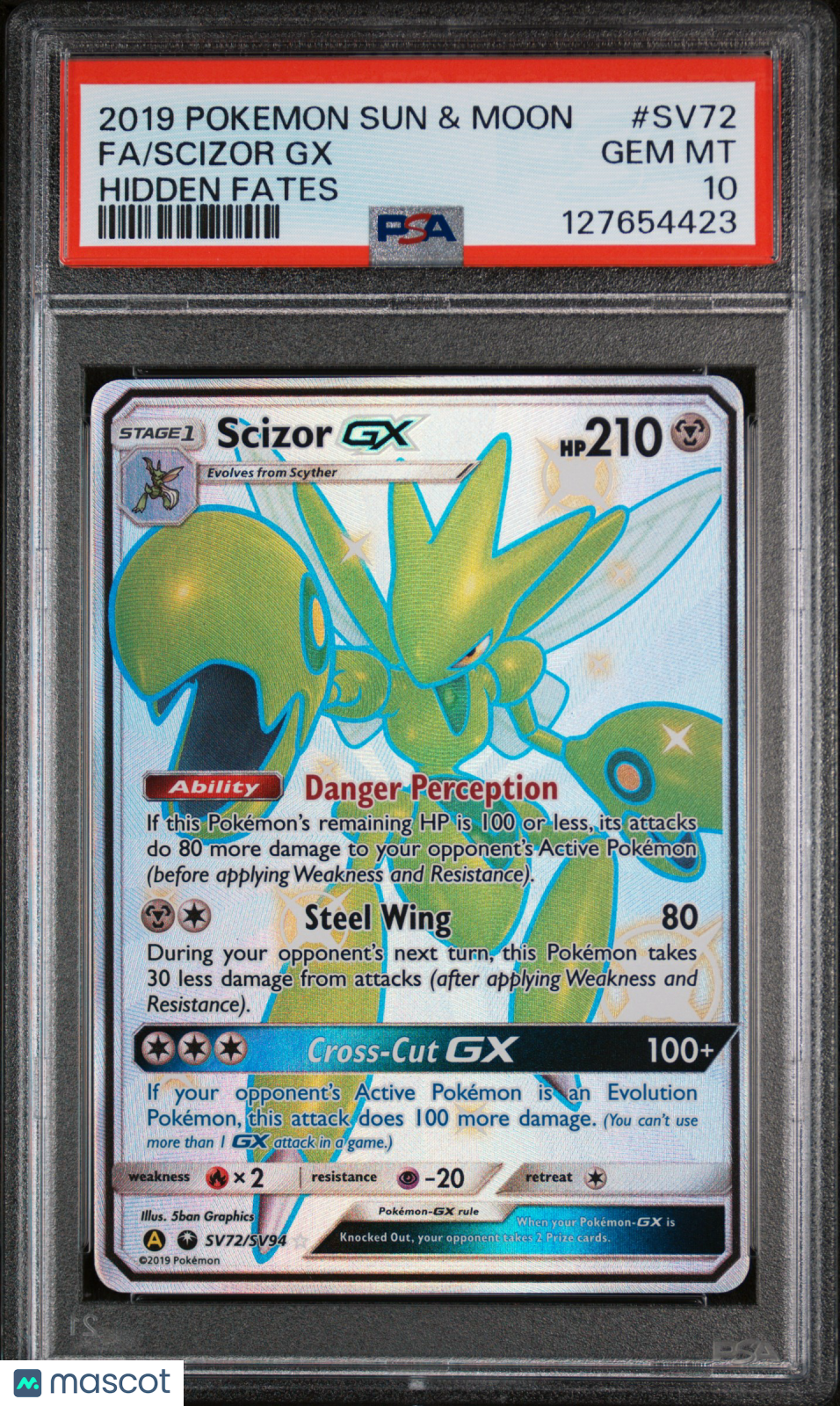 2019 Pokemon Sun & Moon Hidden Fates Scizor GX #SV72 FA PSA 10 GEM MINT Shiny - Graded TCG/CCG