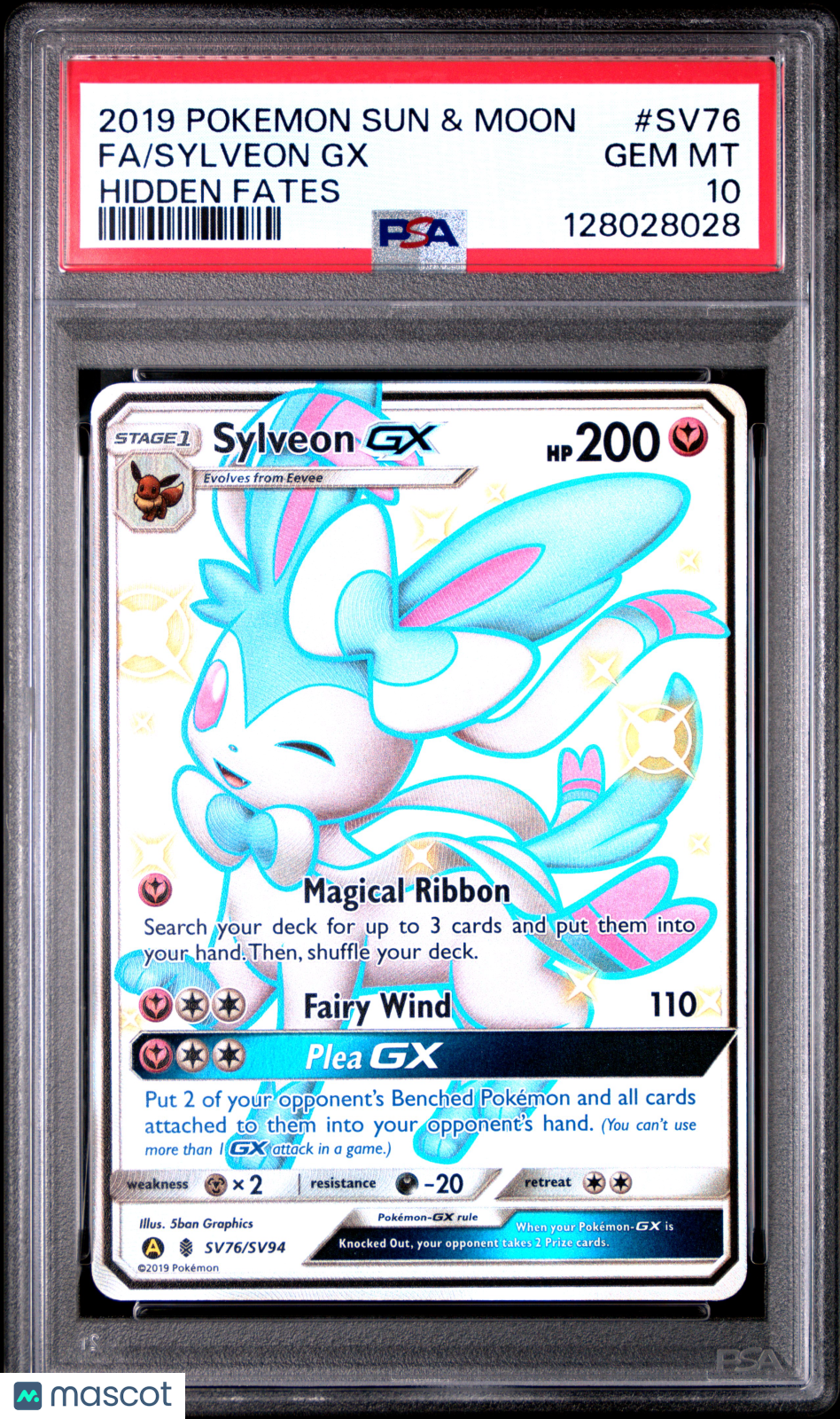 2019 Pokemon Sun & Moon Hidden Fates Sylveon GX #SV76