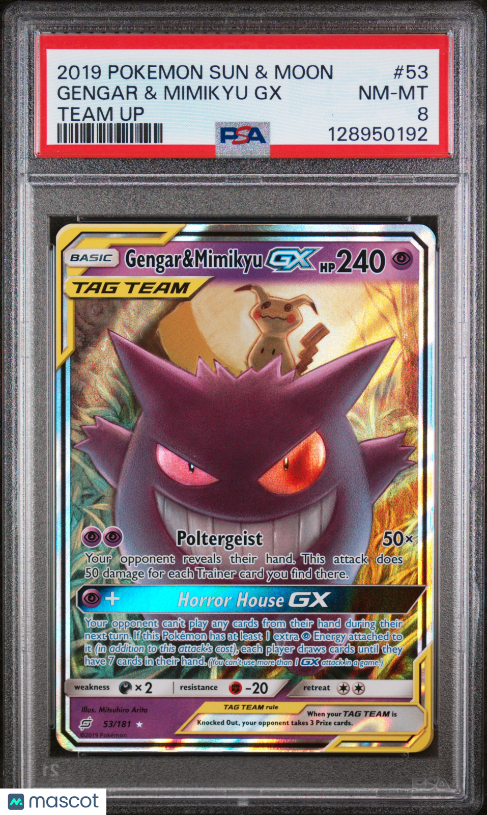 2019 Pokemon Sun & Moon Team Up Gengar & Mimikyu GX #53 PSA 8 - Graded TCG/CCG