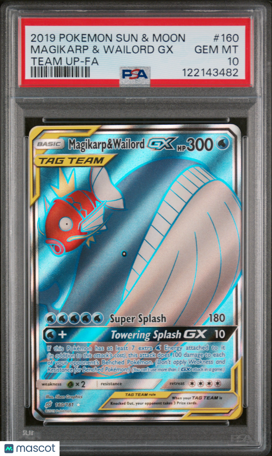 2019 Pokemon Sun & Moon Team Up Magikarp & Wailord GX #160 FULL ART PSA 10 GEM - Graded TCG/CCG