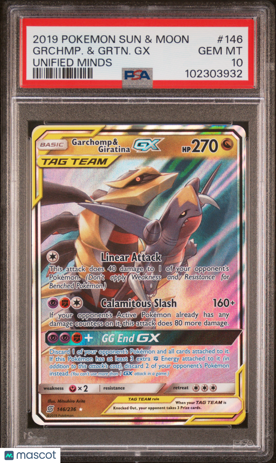 2019 Pokemon Sun&Moon Unified Minds Garchomp & Giratina GX #146 PSA 10 GEM MINT - Graded TCG/CCG