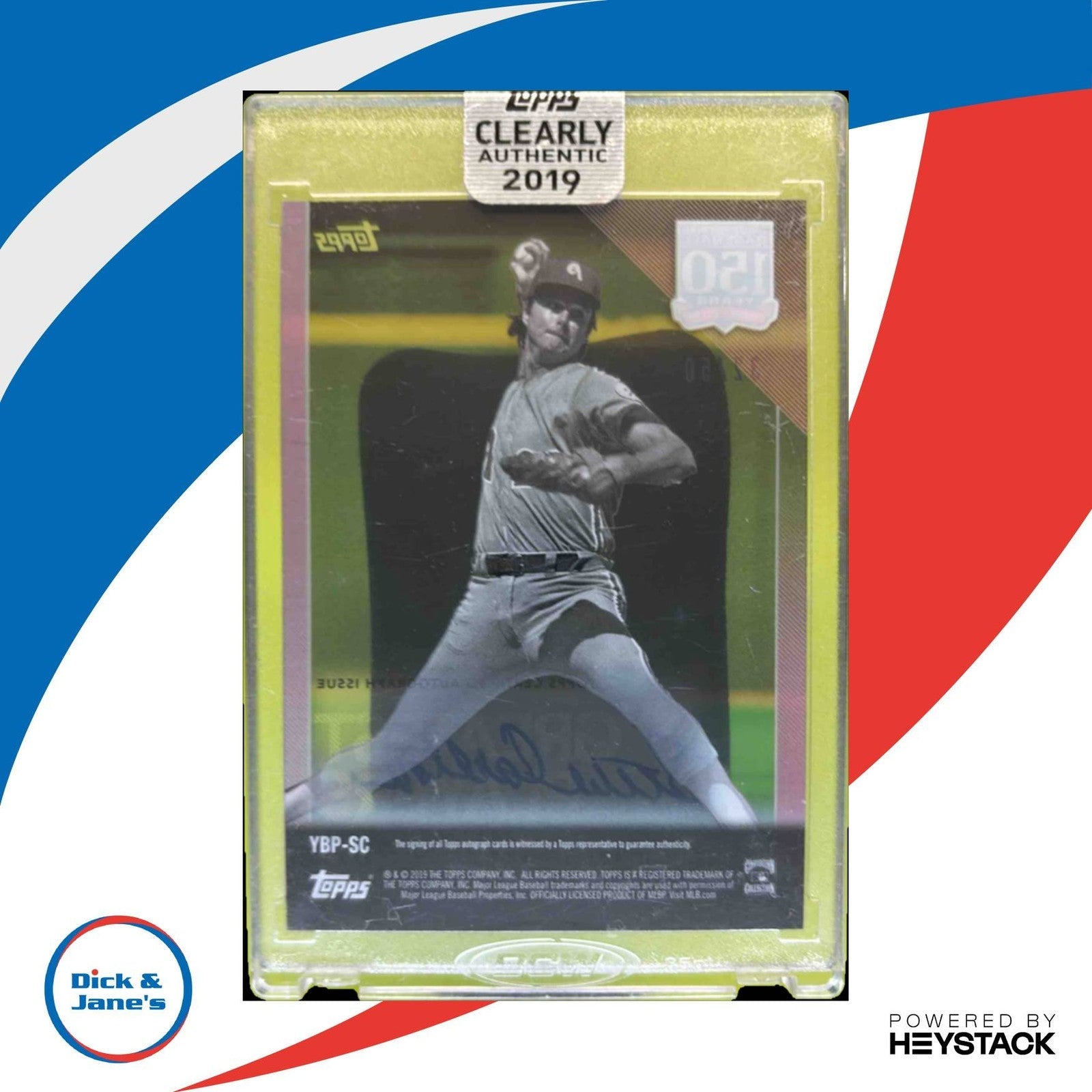 2019 Topps Clearly Authentic Steve Carlton 150 Years of Baseball Auto Red 32/50 - Sports Cards