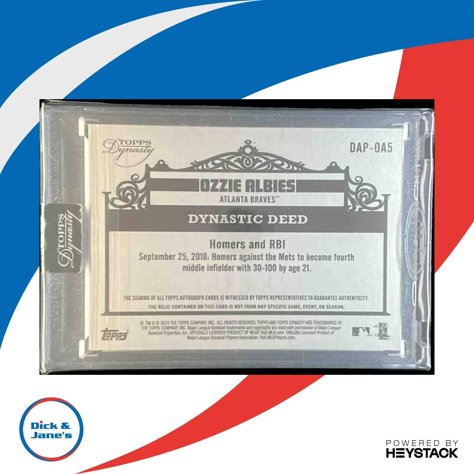 2019 Topps Dynasty Ozzie Albies Auto Patch /10 #DAP-OA5 Atlanta Braves - Sports Cards