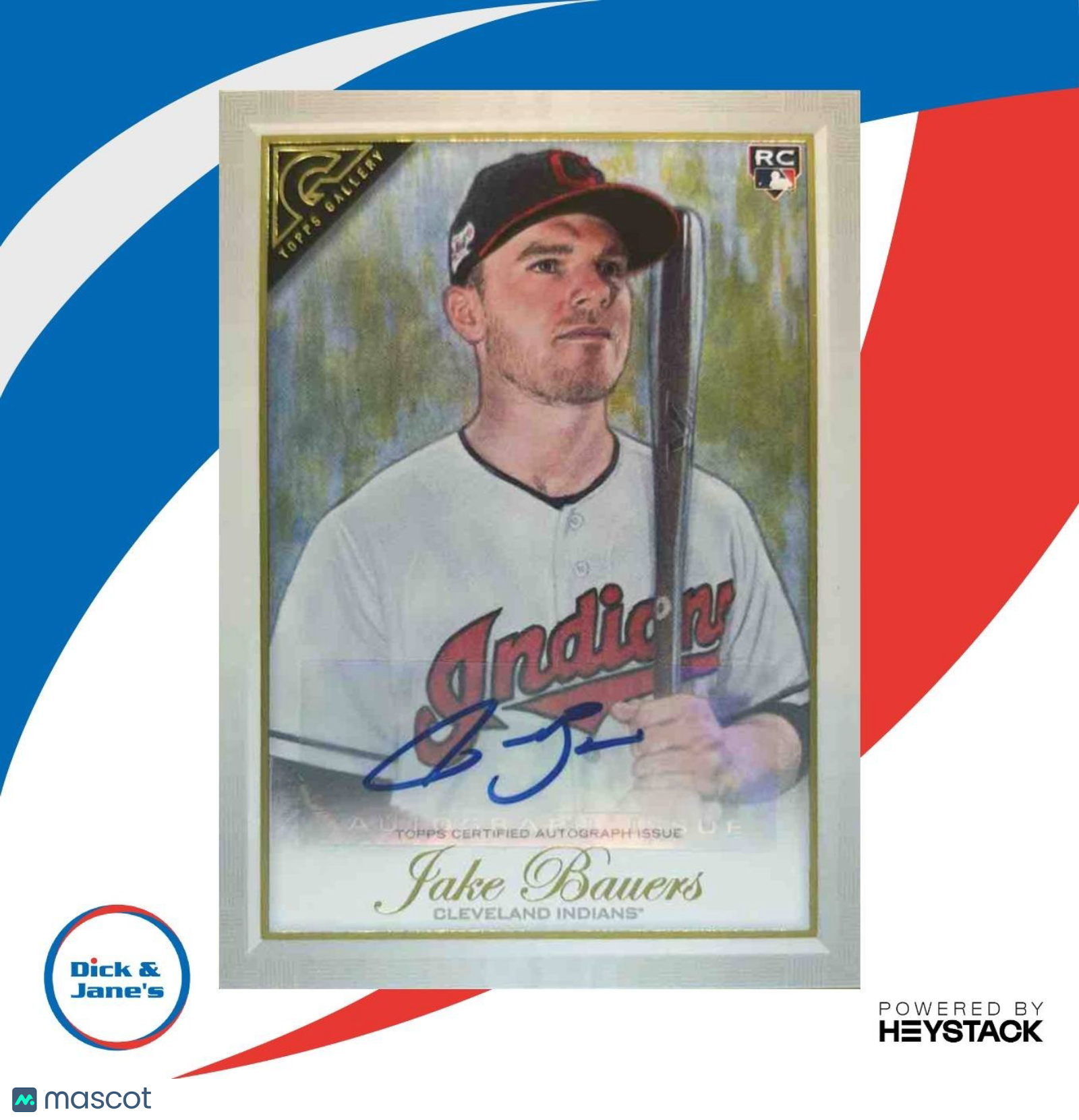 2019 Topps Gallery Jake Bauers Auto #41 RC Cleveland Indians - Sports Cards