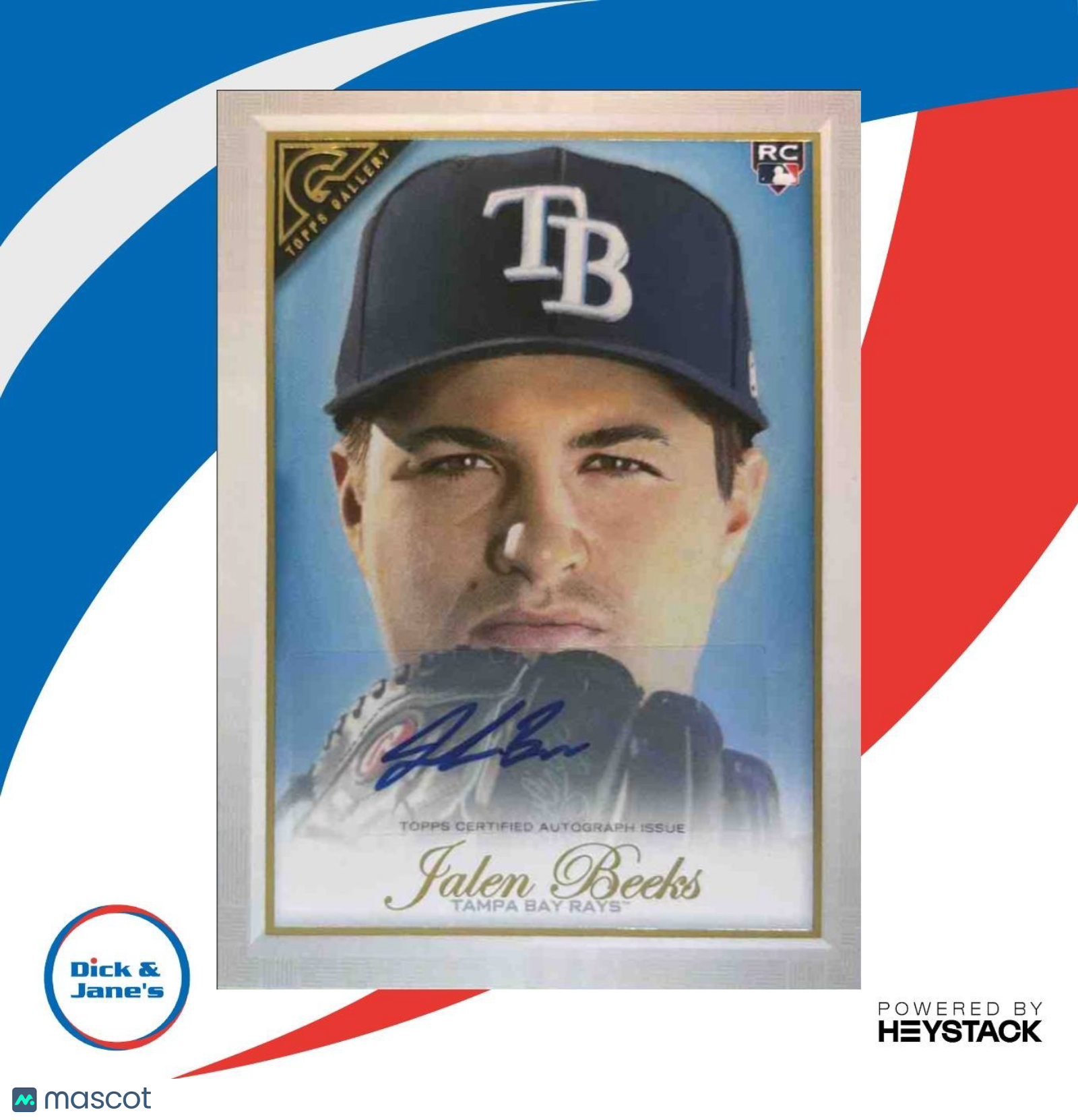 2019 Topps Gallery Jalen Beeks Auto 22 RC Tampa Bay Rays - Sports Cards
