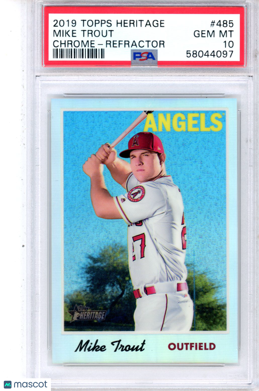 2019 Topps Heritage Mike Trout Chrome Refractor #485 PSA 10 GEM MINT - Graded Sports Cards