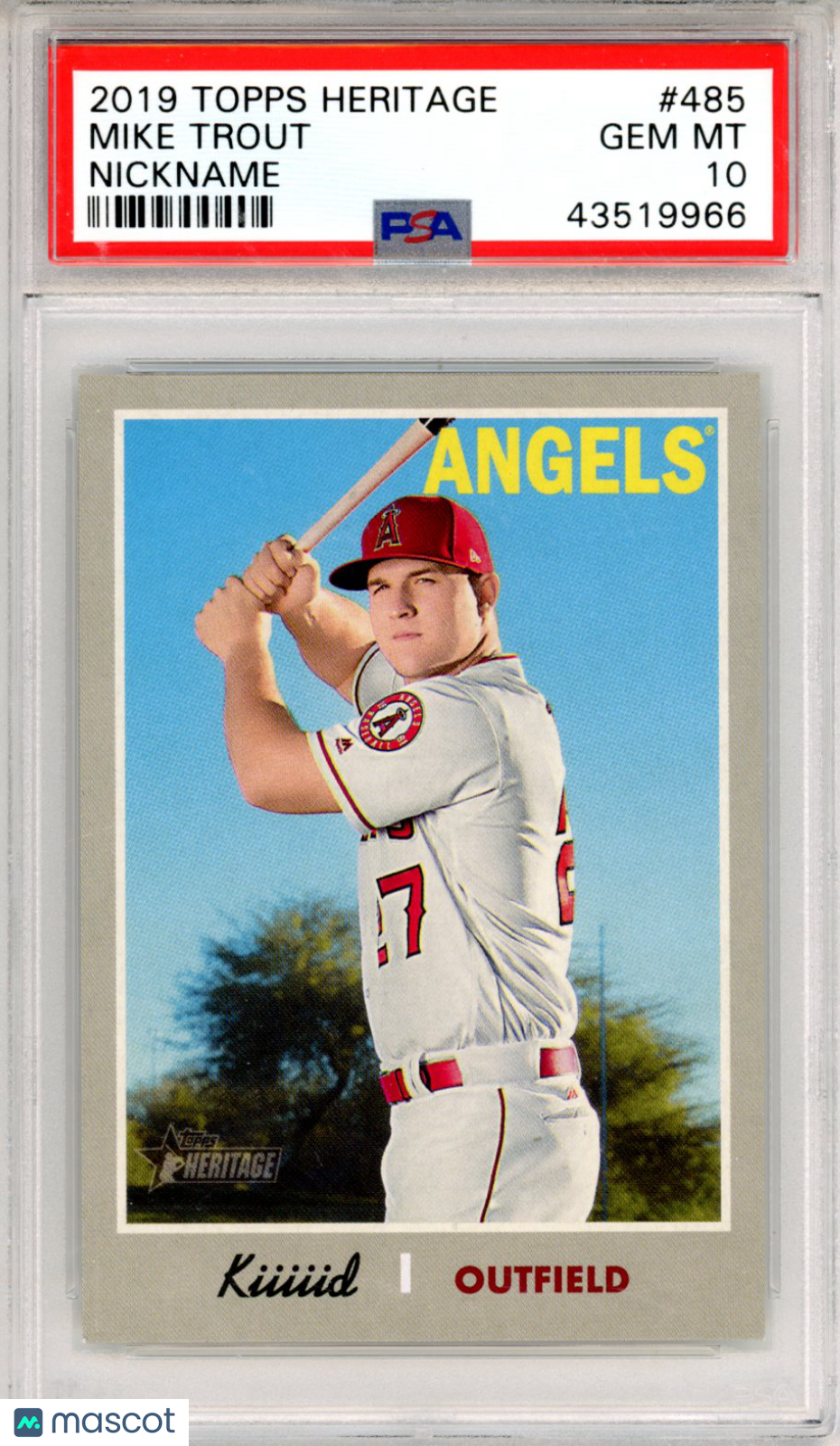 2019 Topps Heritage Mike Trout Nickname #485 PSA 10 - Graded Sports Cards