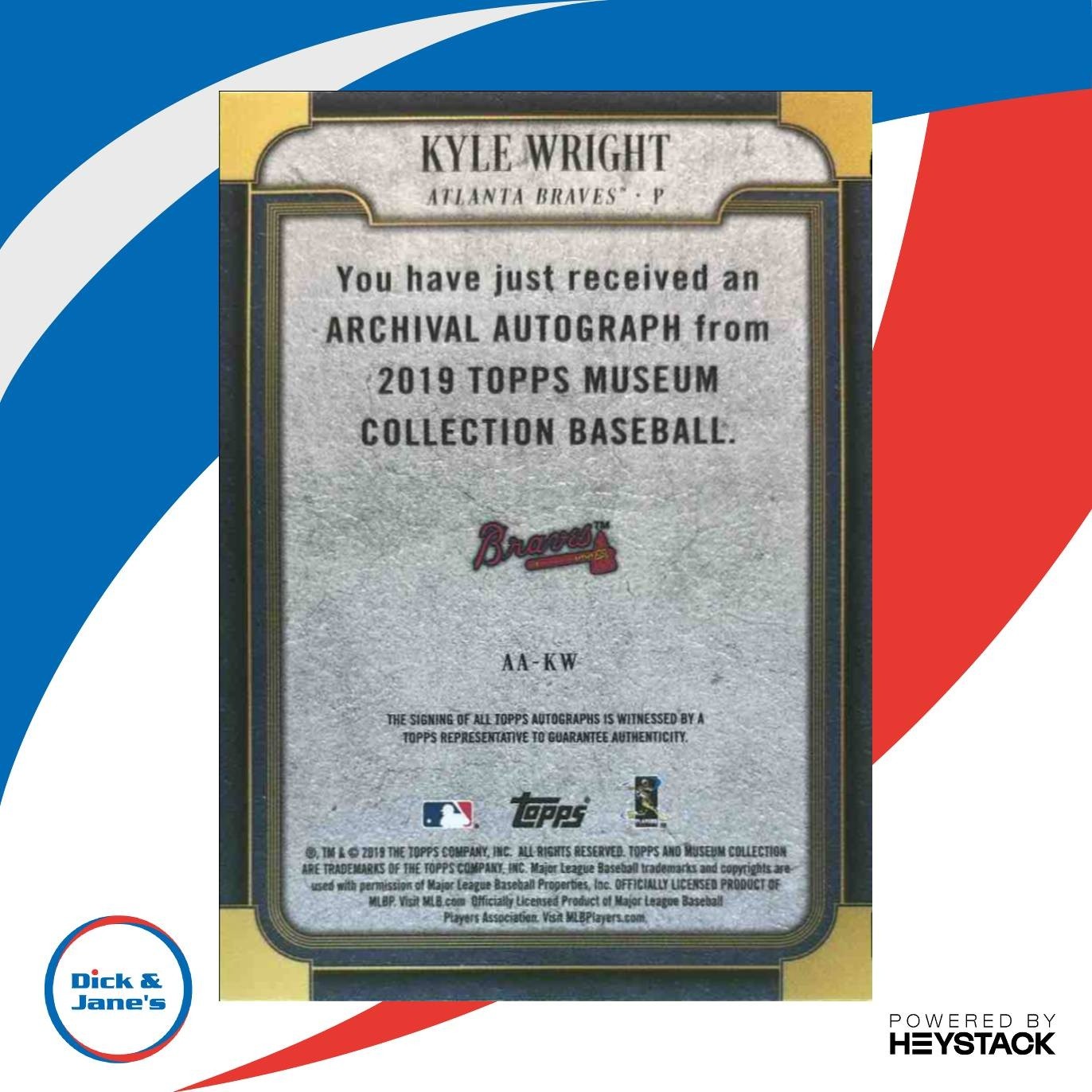 2019 Topps Museum Collection Kyle Wright Archival Auto 66/299 RC Atlanta Braves - Sports Cards