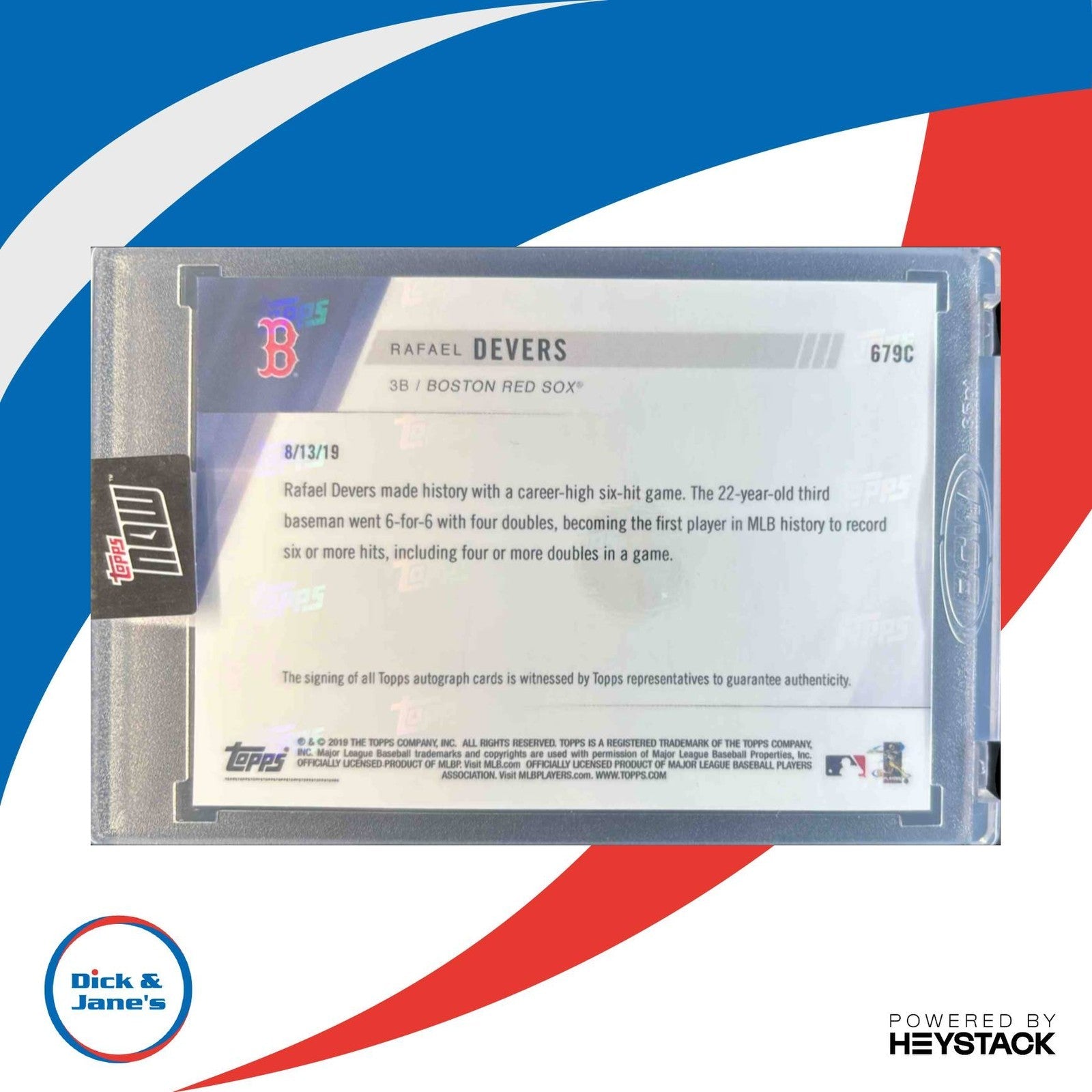 2019 Topps Now Rafael Devers Auto RED 06/10 #679C Boston Red Sox - Sports Cards