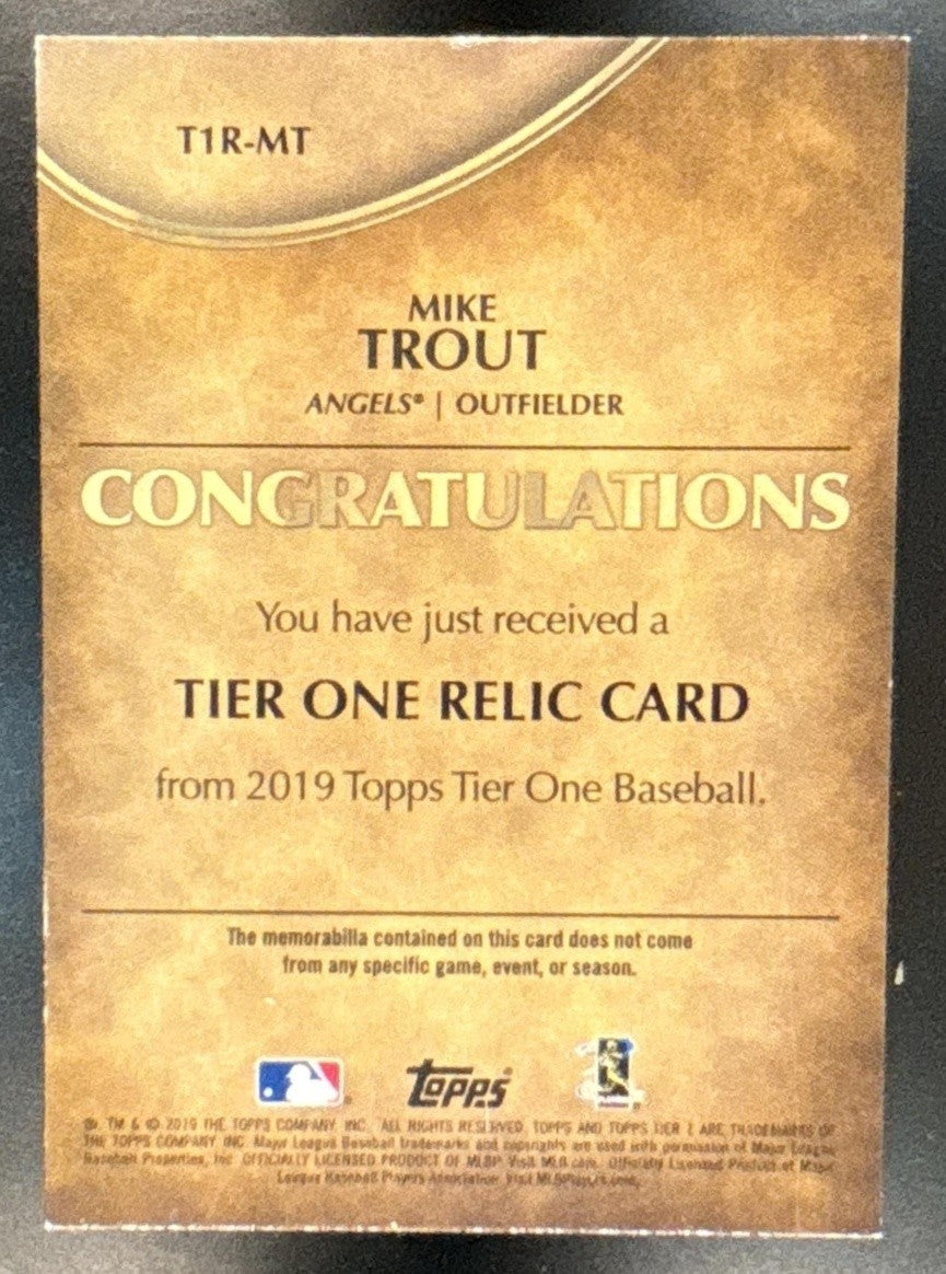 2019 Topps Tier One Mike Trout Relics /375 MEM Los Angeles Angels - Sports Cards