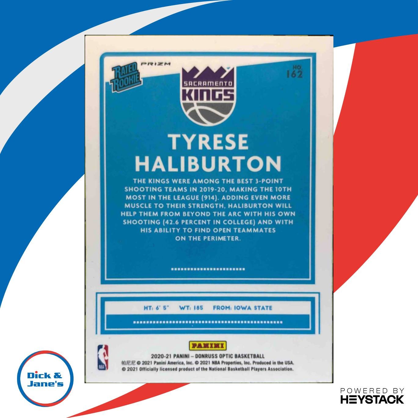 2020-21 Panini Donruss Optic Tyrese Haliburton Choice #162 RC Sacramento Kings - Sports Cards