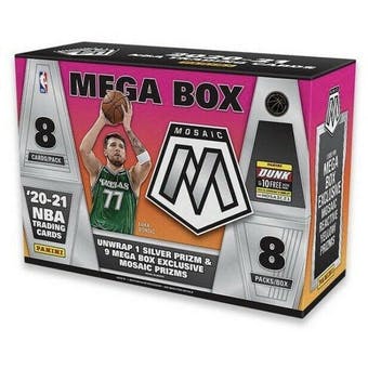 2020/21 Panini Mosaic Basketball Mega 64-Card Box (Green Fluorescent Prizms) - NBA Mega Box