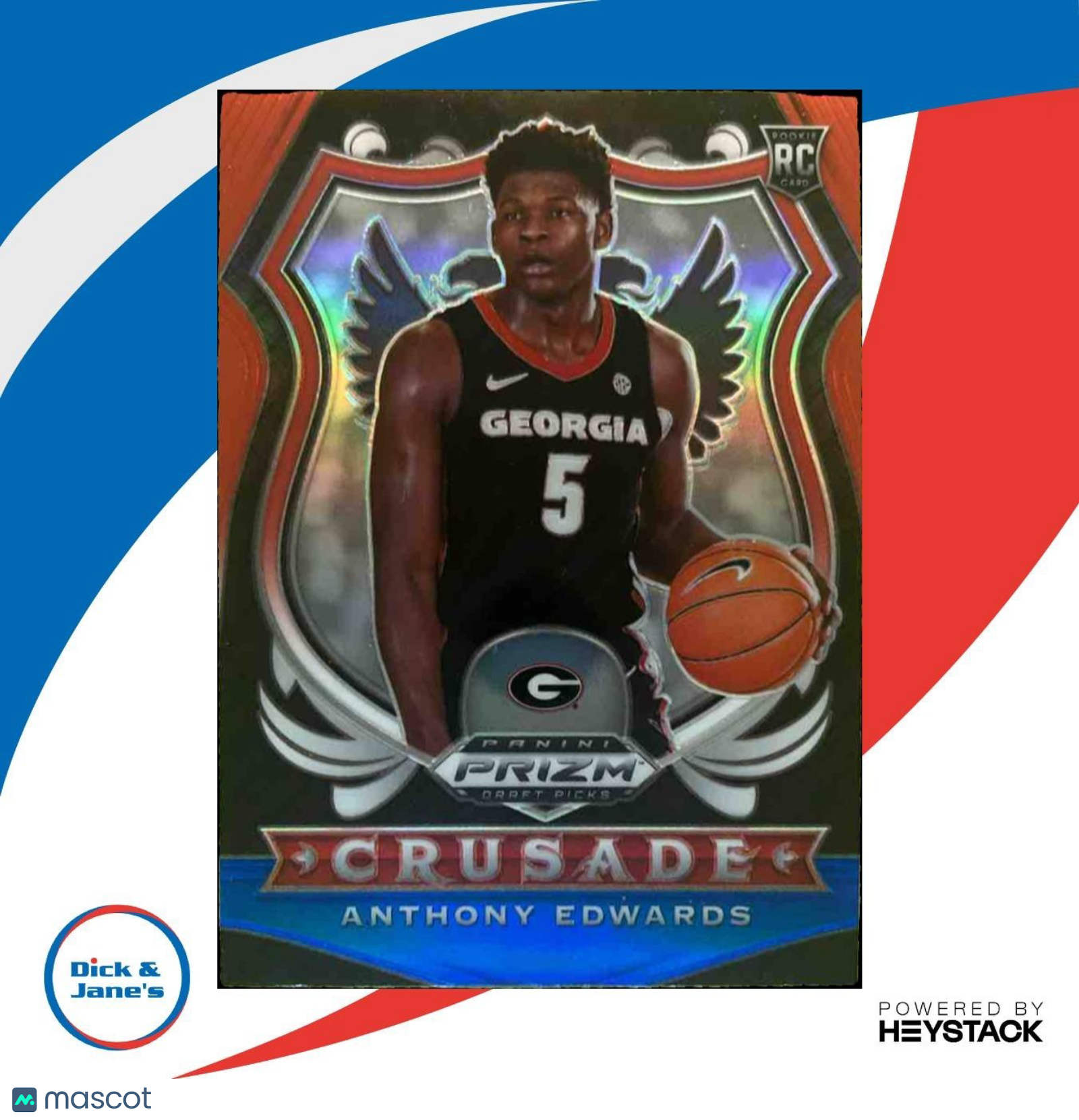 2020-21 Panini Prizm Draft Anthony Edwards Red White and Blue #81 RC Bulldogs - Sports Cards