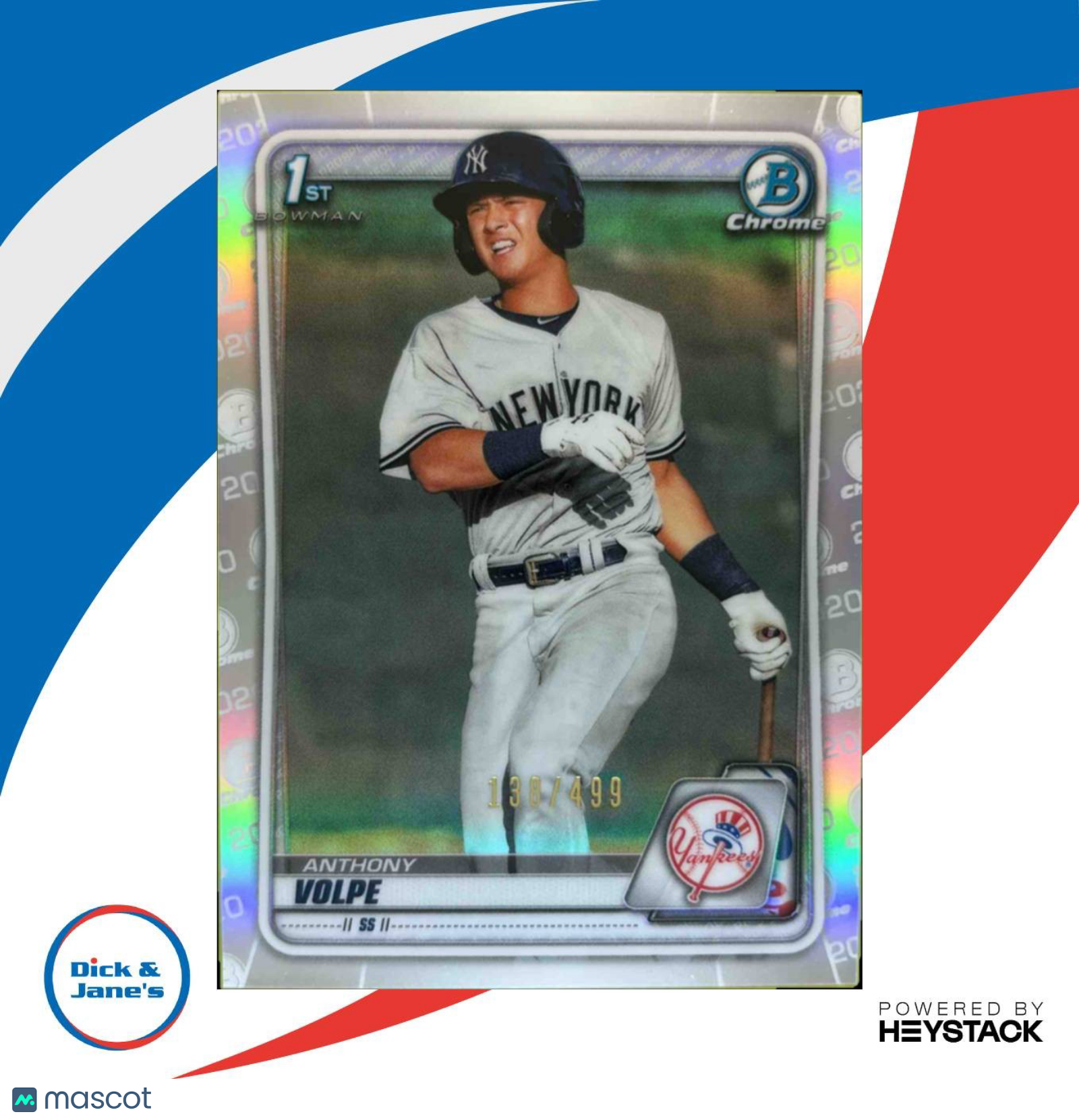 2020 Bowman Anthony Volpe Chrome Prospects Refractor 138/499 New York Yankees Sports Cards