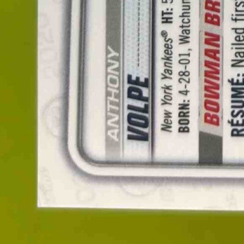 2020 Bowman Anthony Volpe Chrome Prospects Refractor 138/499 New York Yankees Sports Cards