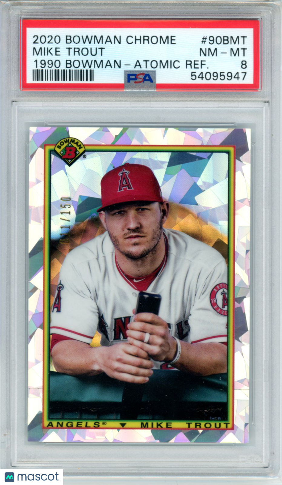 2020 Bowman Chrome 1990 Bowman Mike Trout 1990 Bowman Atomic Refractor PSA 8 - Graded Sports Cards