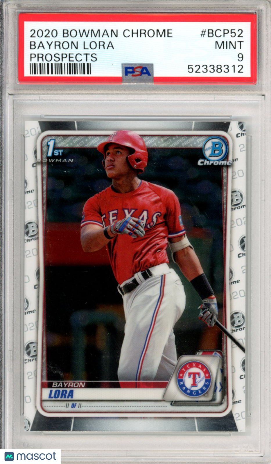 2020 Bowman Chrome Prospects Bayron Lora #BCP52 PSA 9 texas r - Graded Sports Cards