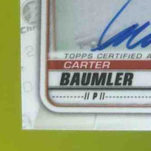 2020 Bowman Draft Carter Baumler Chrome Pick Auto #CDA-CB Baltimore Orioles - Sports Cards