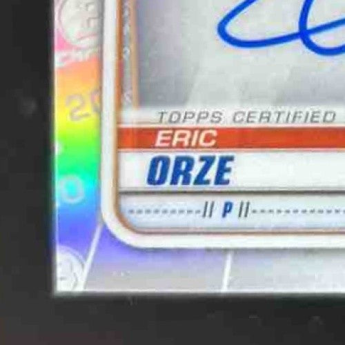 2020 Bowman Draft Eric Orze Chrome Pick Auto Refractor 8/499 New York Mets - Sports Cards