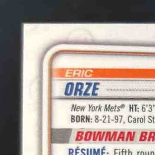 2020 Bowman Draft Eric Orze Chrome Pick Auto Refractor 8/499 New York Mets - Sports Cards