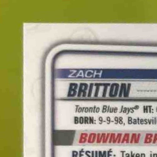 2020 Bowman Draft Zach Britton Chrome Pick Auto #CDA-ZB Toronto Blue Jays - Sports Cards