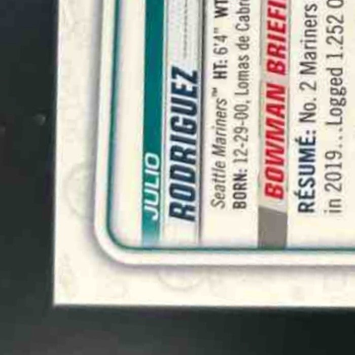 2020 Bowman Julio Rodriguez Chrome Prospects Refractor /499 #BCP-19 Mariners - Sports Cards