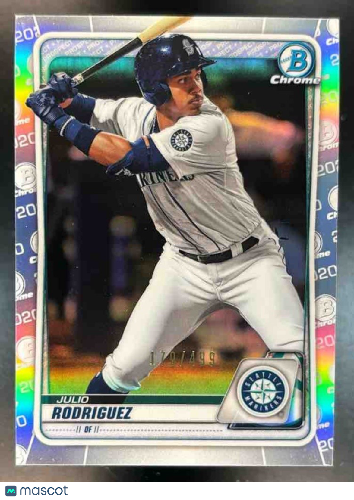 2020 Bowman Julio Rodriguez Chrome Prospects Refractor /499 #BCP-19 Mariners - Sports Cards