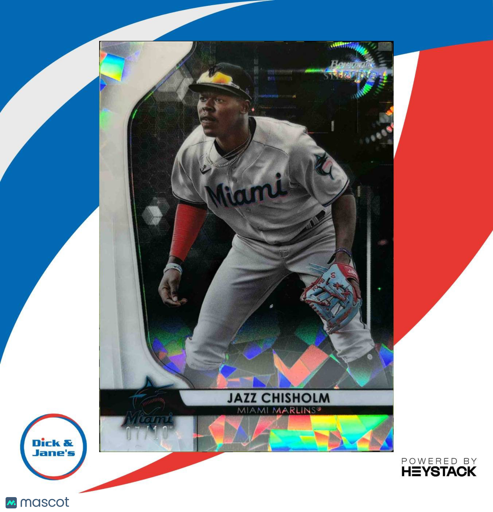 2020 Bowman Sterling Jazz Chisholm Black Atomic 7/10 #BPR-11 Miami Marlins - Sports Cards