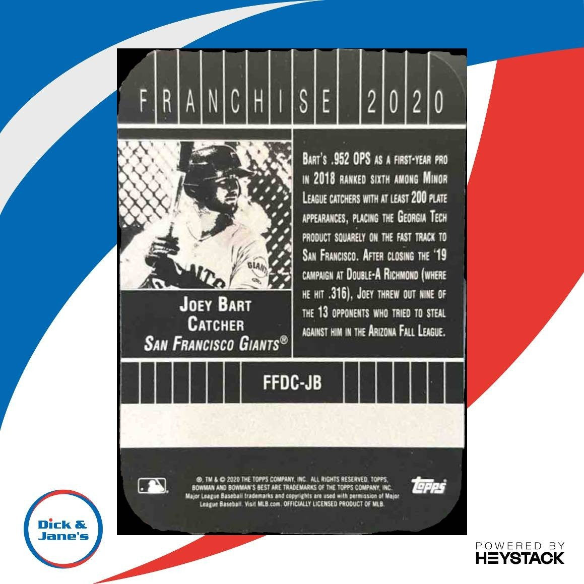 2020 Bowman’s Best Joey Bart Franchise Die Cuts #FFDC-JB San Francisco Giants - Sports Cards