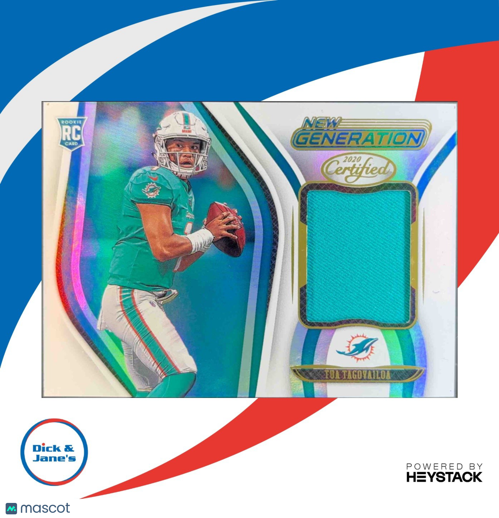 2020 Certified Tua Tagovailoa New Generation Jerseys Mirror White RC Dolphins - Sports Cards