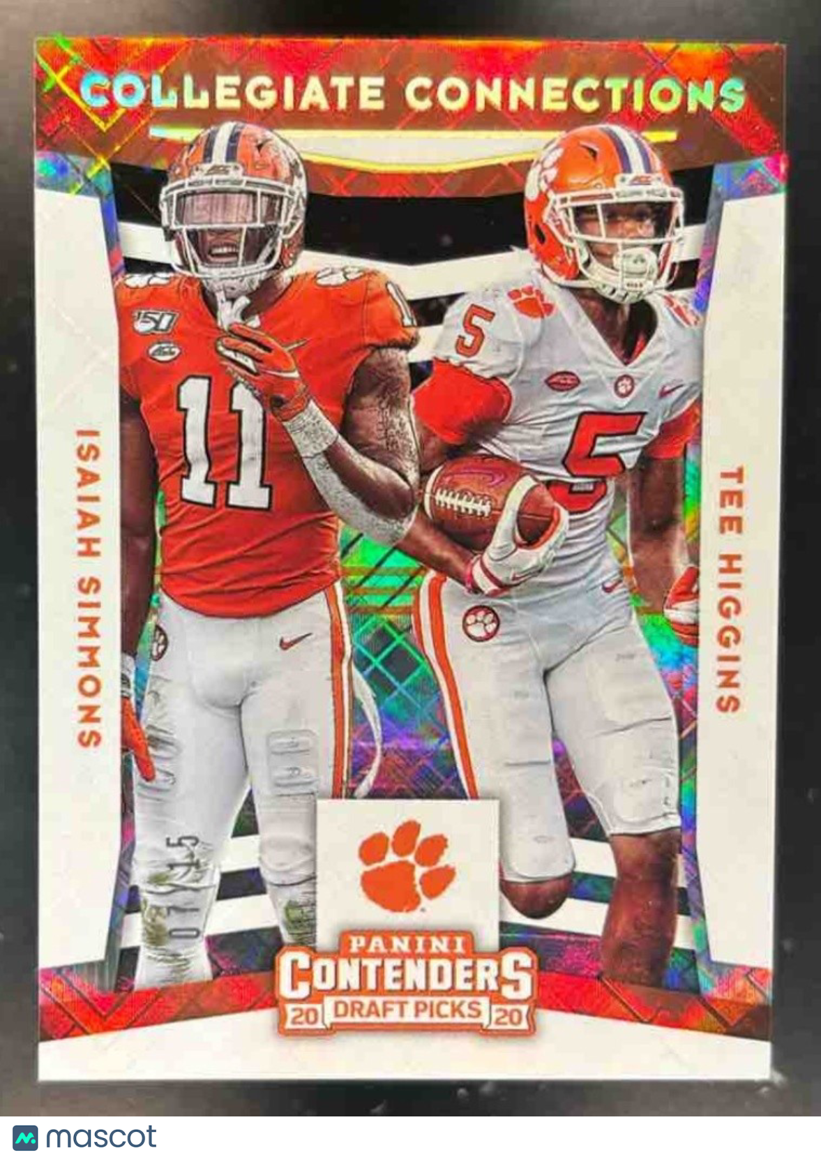2020 Contenders Draft Picks Tee Higgins Isaiah Simmons /15 #7 RC Clemson Tigers - Sports Cards