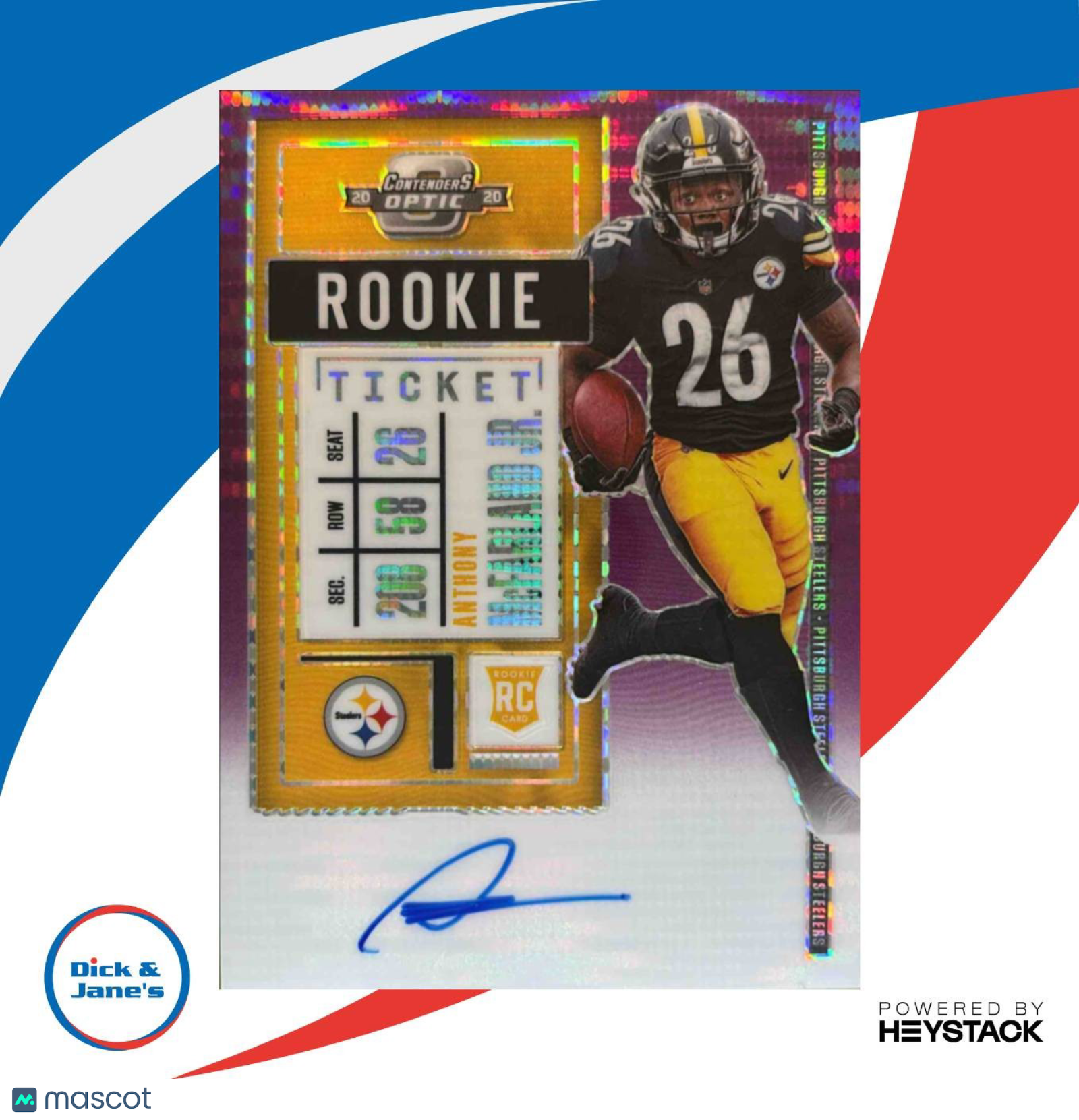 2020 Contenders Optic Anthony McFarland Jr. Purple Pulsar /21 #137 Auto Steelers - Sports Cards