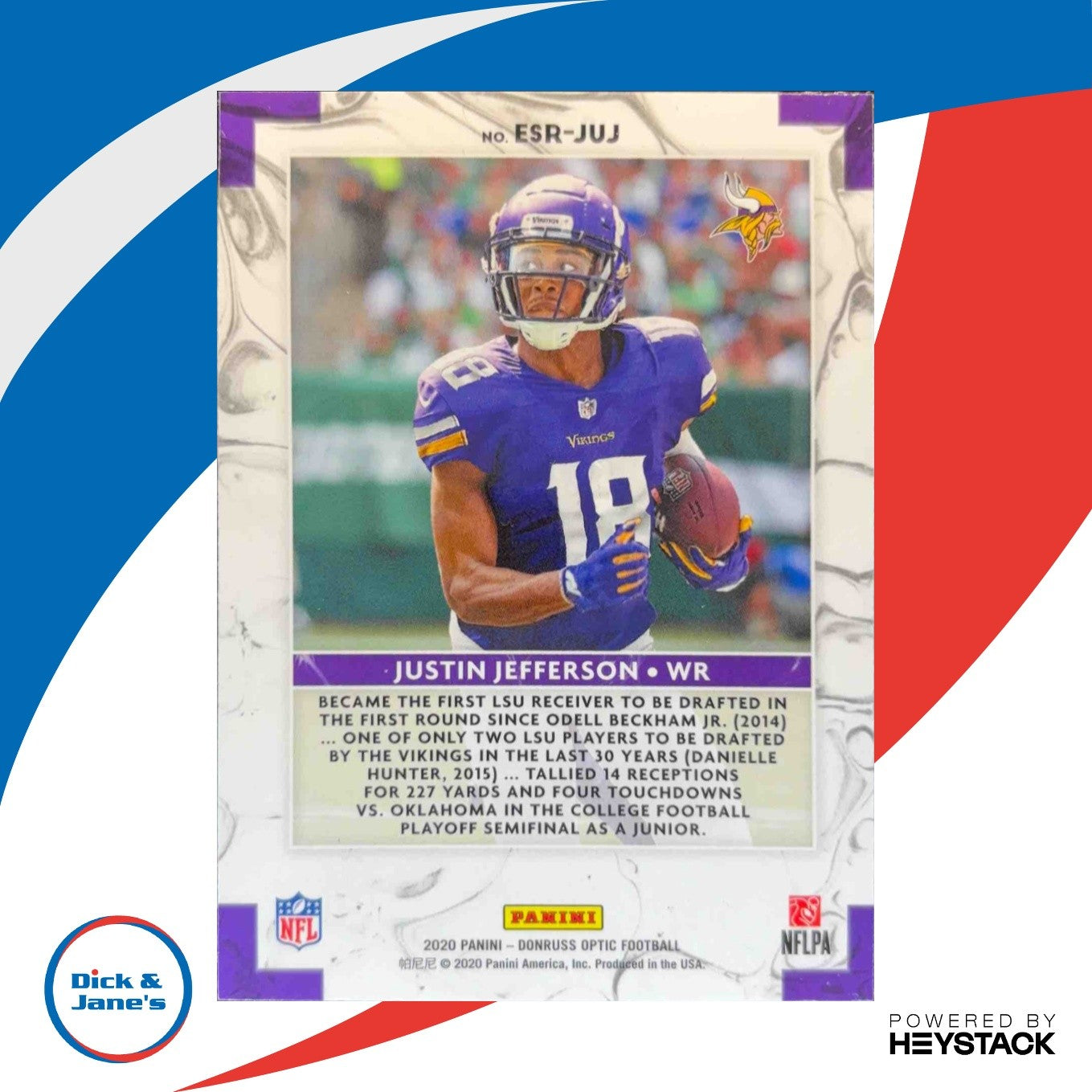 2020 Donruss Optic Justin Jefferson Rookie Elite Series RC Minnesota Vikings - Sports Cards