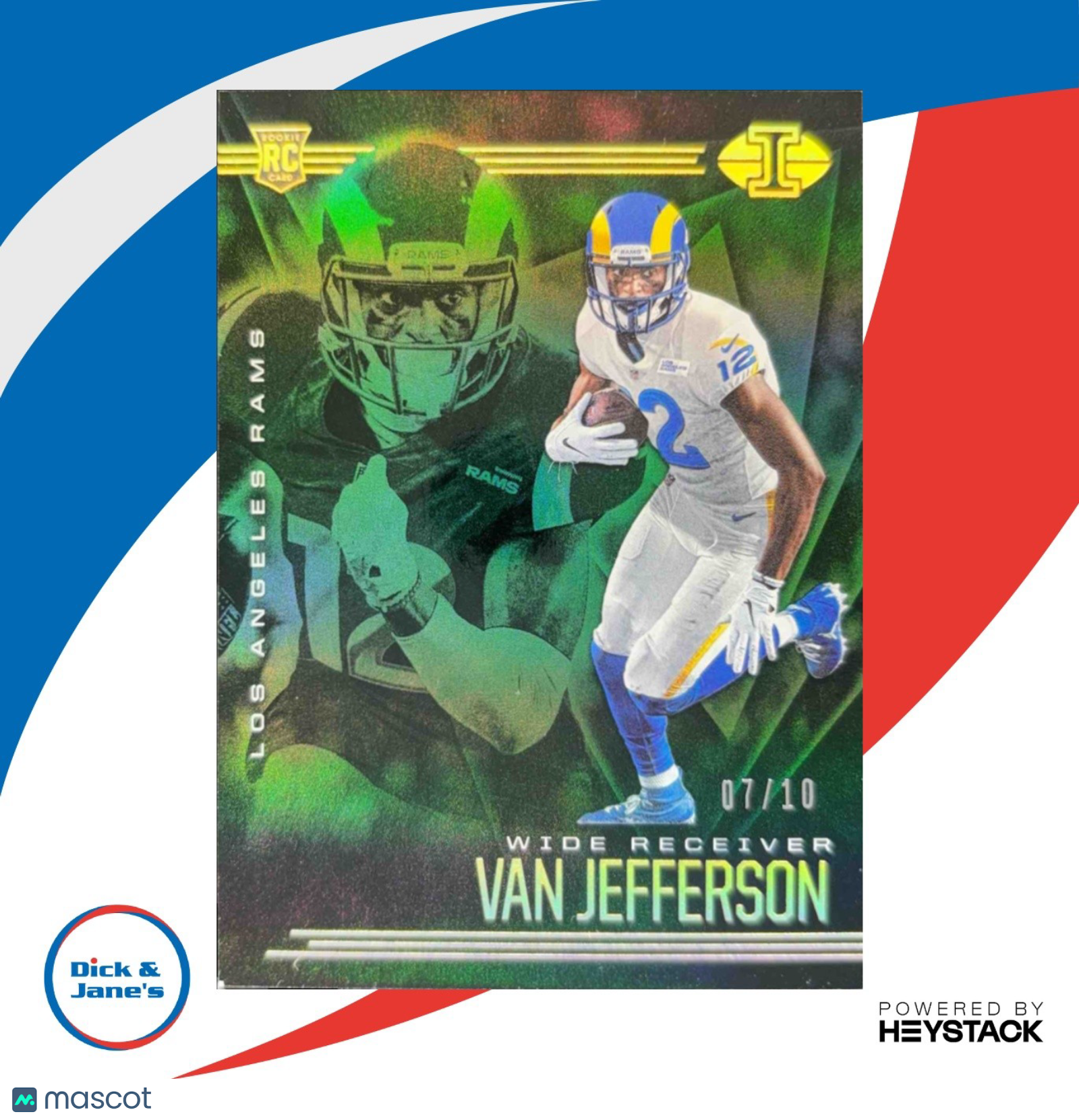 2020 Illusions Van Jefferson Trophy Collection Green 7/10 32 RC Los Angeles Rams - Sports Cards