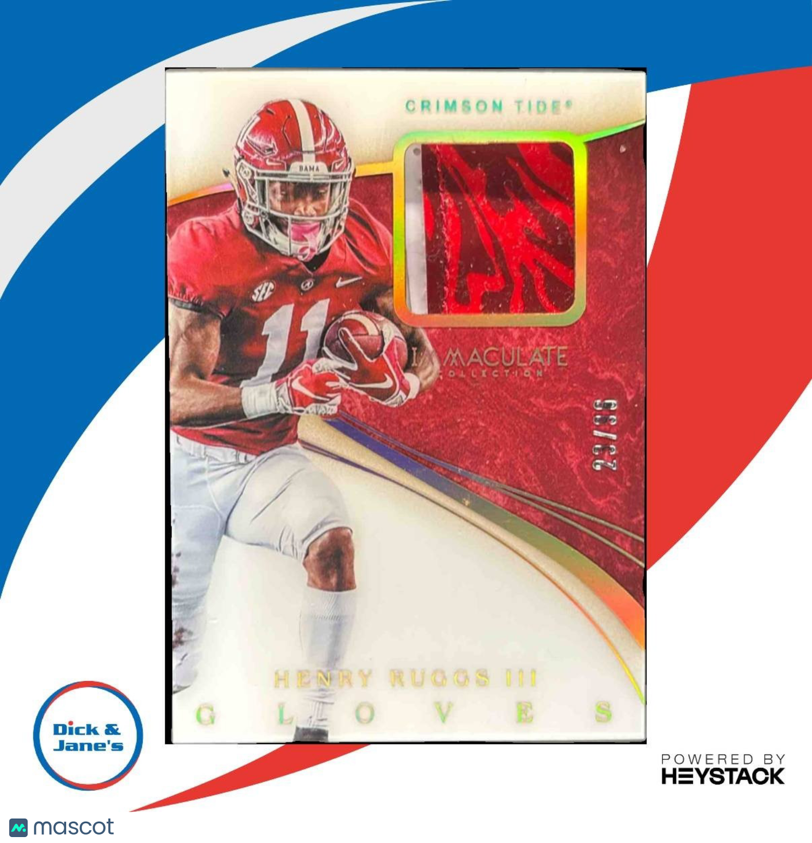 2020 Immaculate Collection College Henry Ruggs III Gloves /96 RC Crimson Tide - Sports Cards