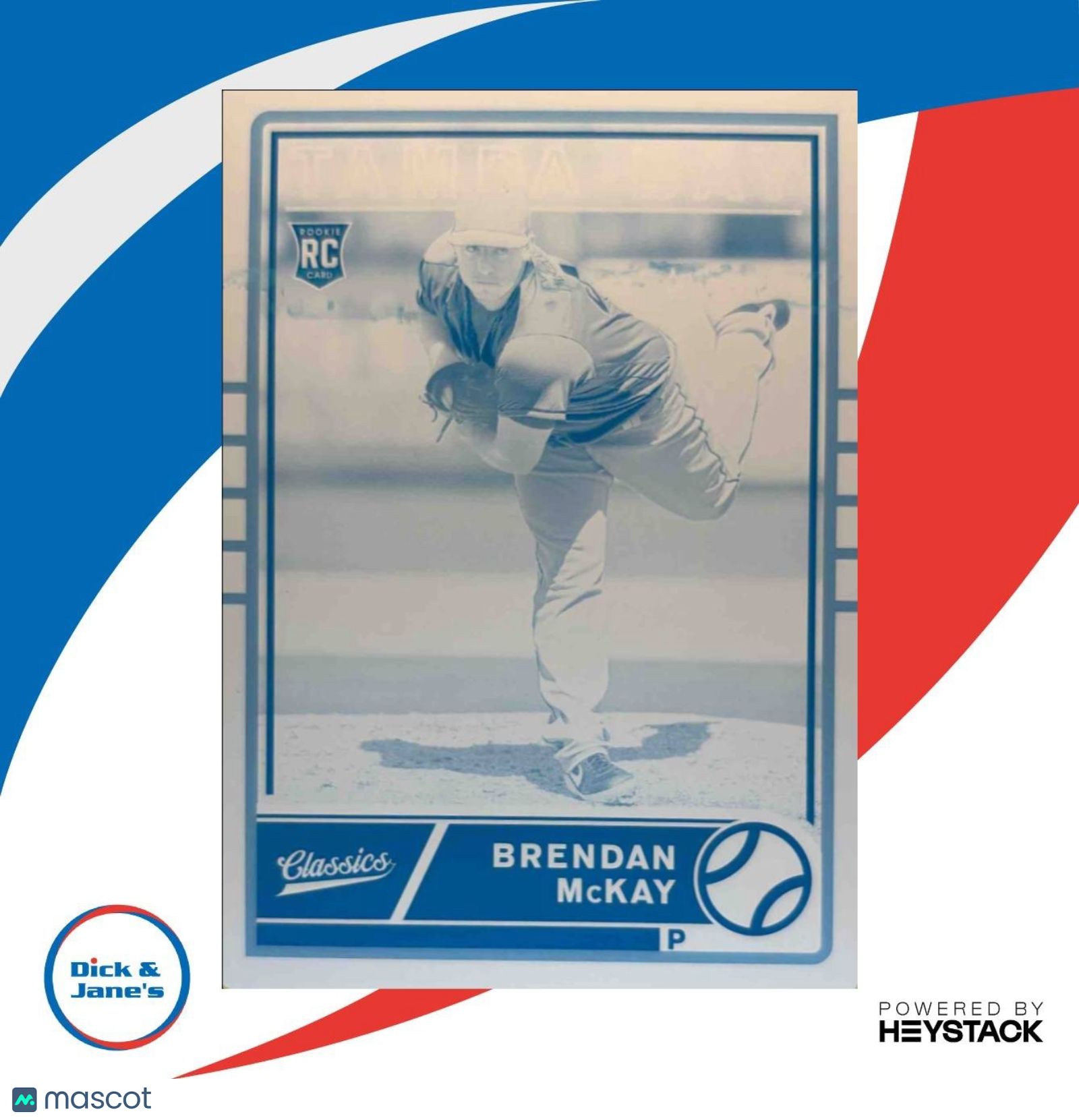 2020 Panini Chronicle Brendan McKay Classics Printing Plates Cyan 1/1 #6 RC Rays - Sports Cards