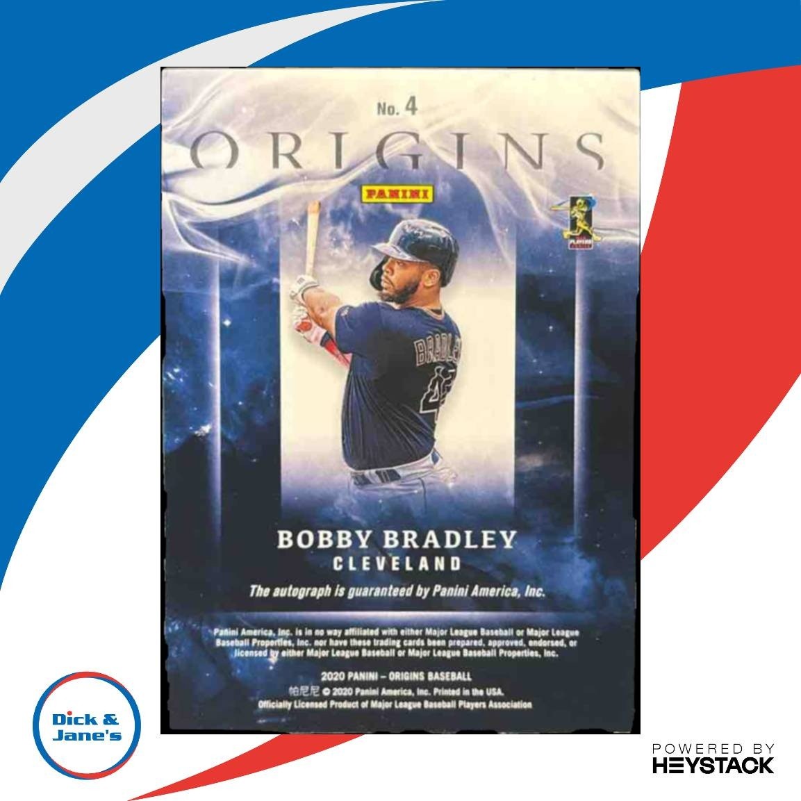 2020 Panini Chronicles Bobby Bradley Origins Signatures Red /99 Auto RC Indians - Sports Cards