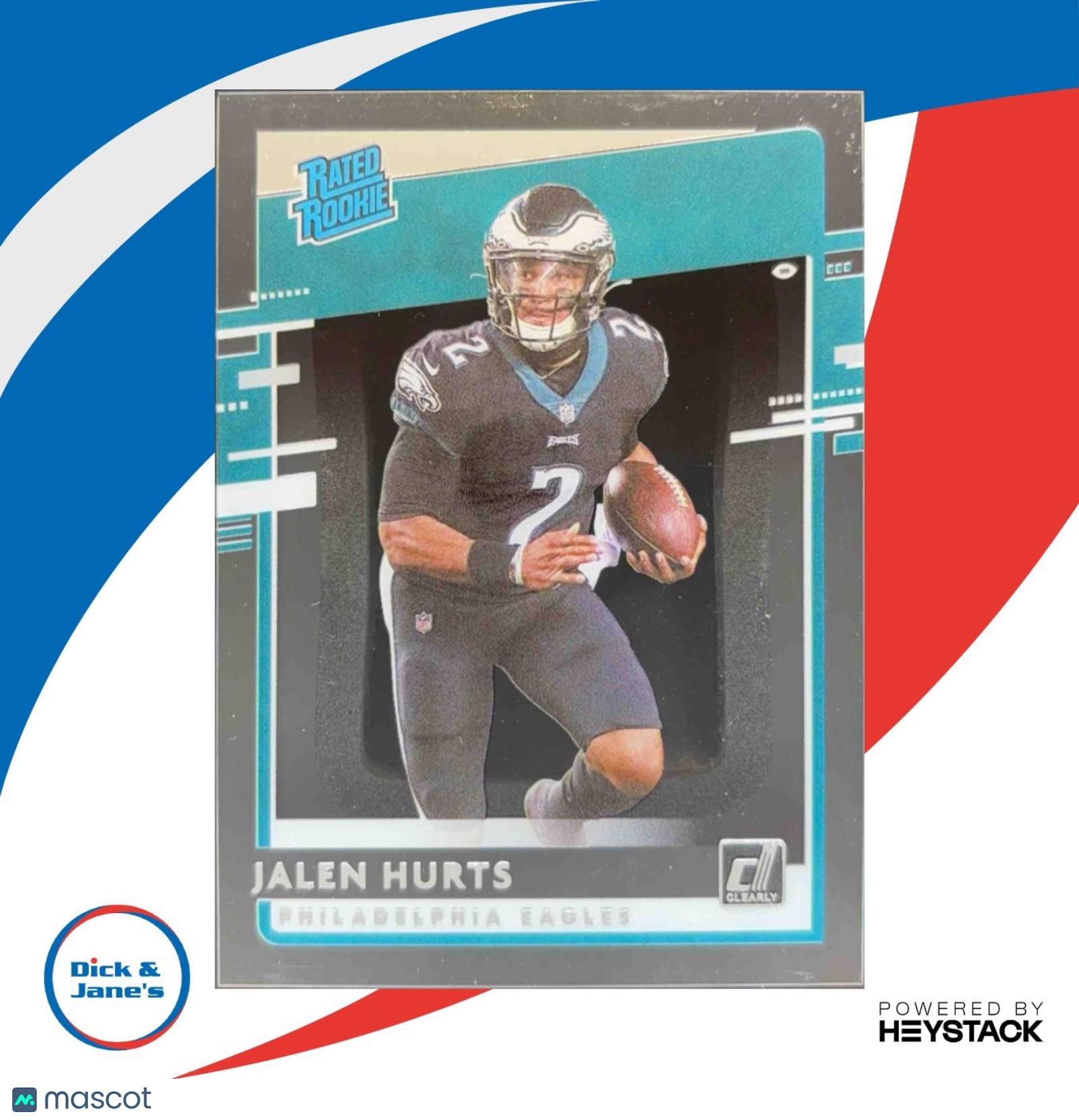 2020 Panini Chronicles Jalen Hurts Clearly Donruss Rated Rookie RC Eagles - Sports Cards