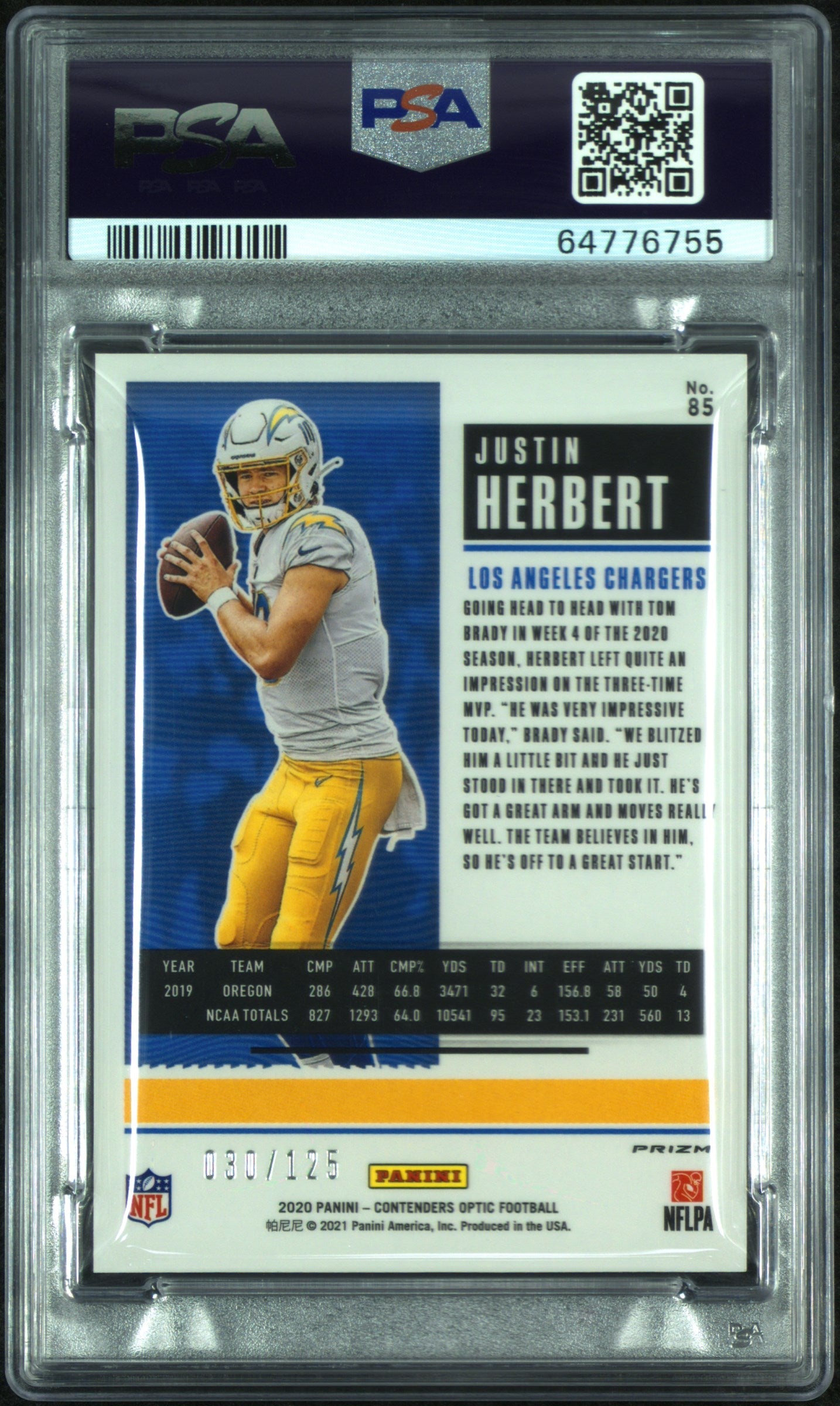 2020 Panini Contenders Optic Justin Herbert Red #85 PSA 9 - Graded Sports Cards