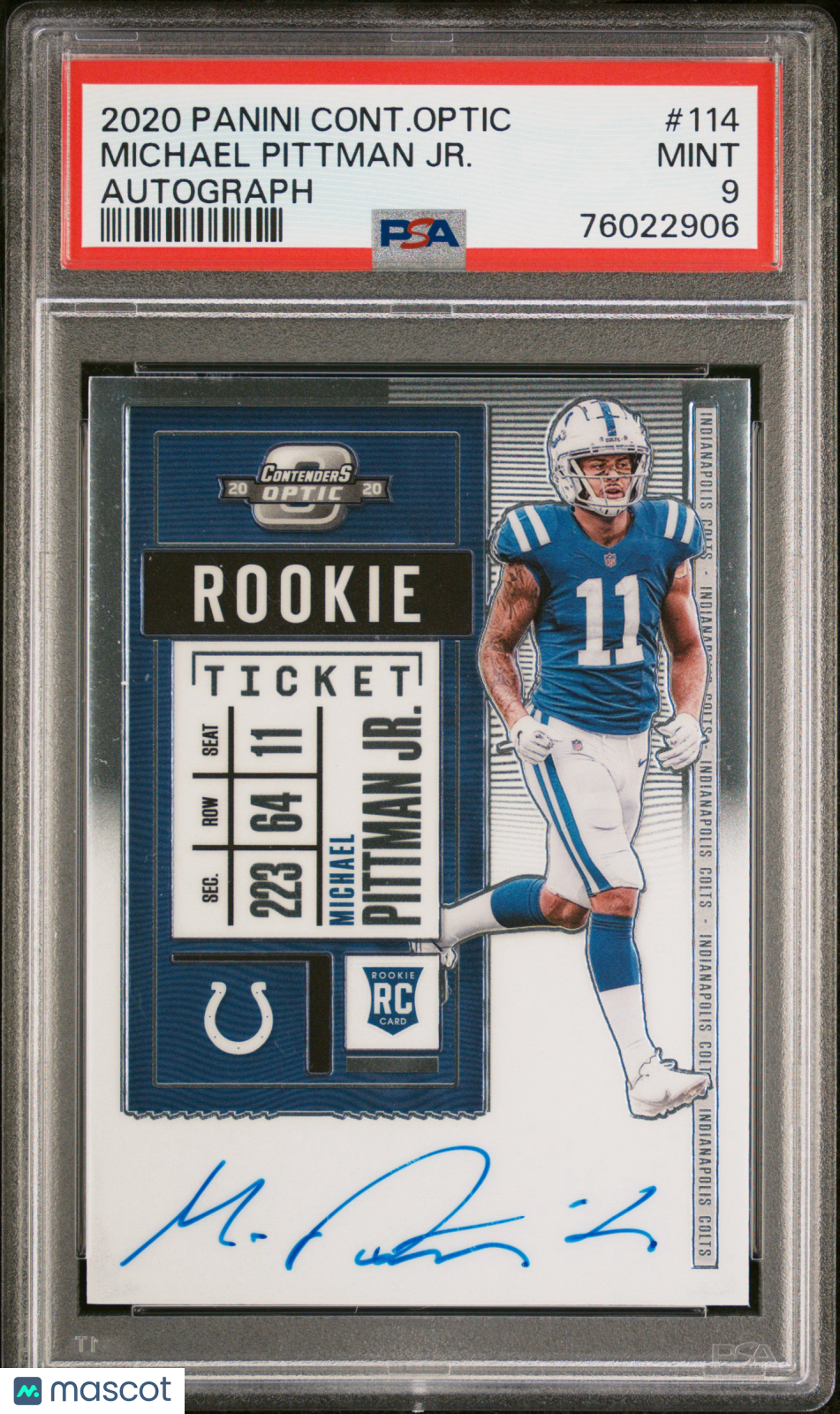 2020 Panini Contenders Optic Michael Pittman JR. Autograph Rookie #114 PSA 9 MINT Indianapolis Colts - Graded Sports